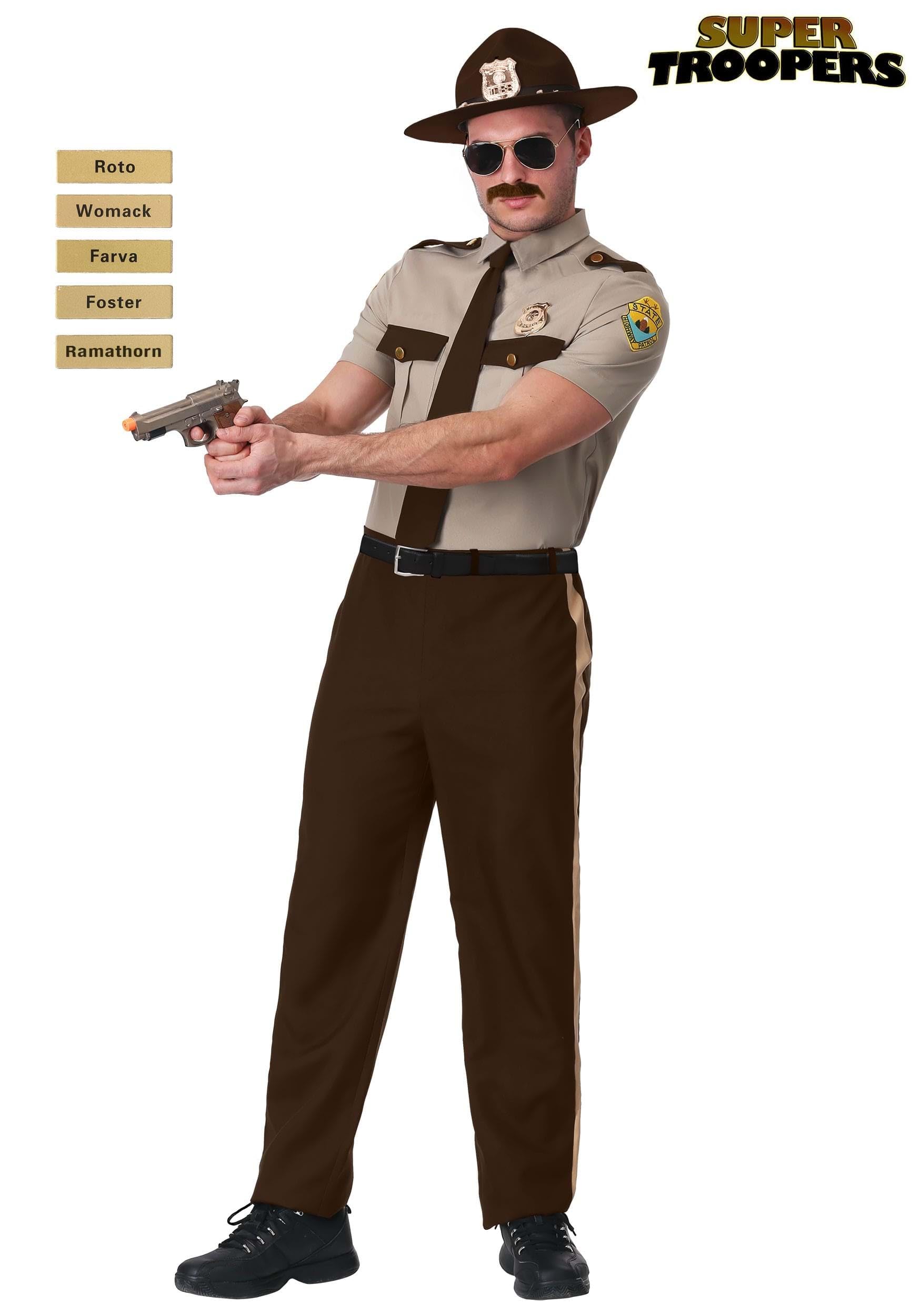 Super Troopers State Trooper Costume Set - Shirt, Tie, Pants & Name Plates | Halloween, Cosplay & Movie Reenactment Outfit