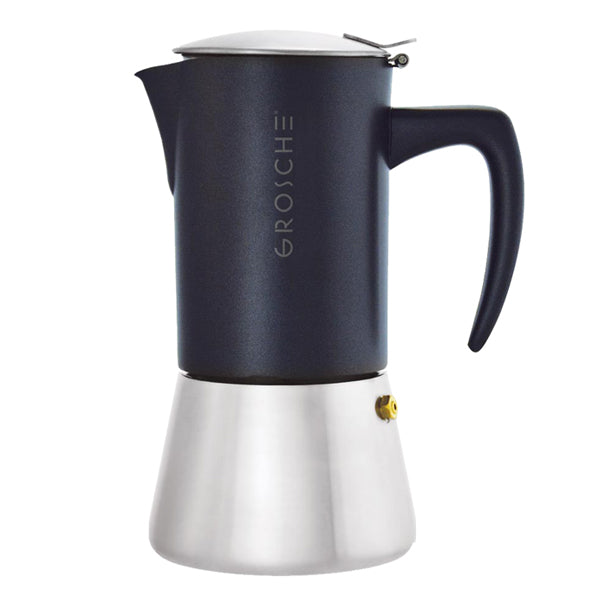 GROSCHE Milano Stovetop Espresso Maker - Stainless Steel Moka Pot for Rich Italian Coffee | Perfect for Home, Office & Camping Use