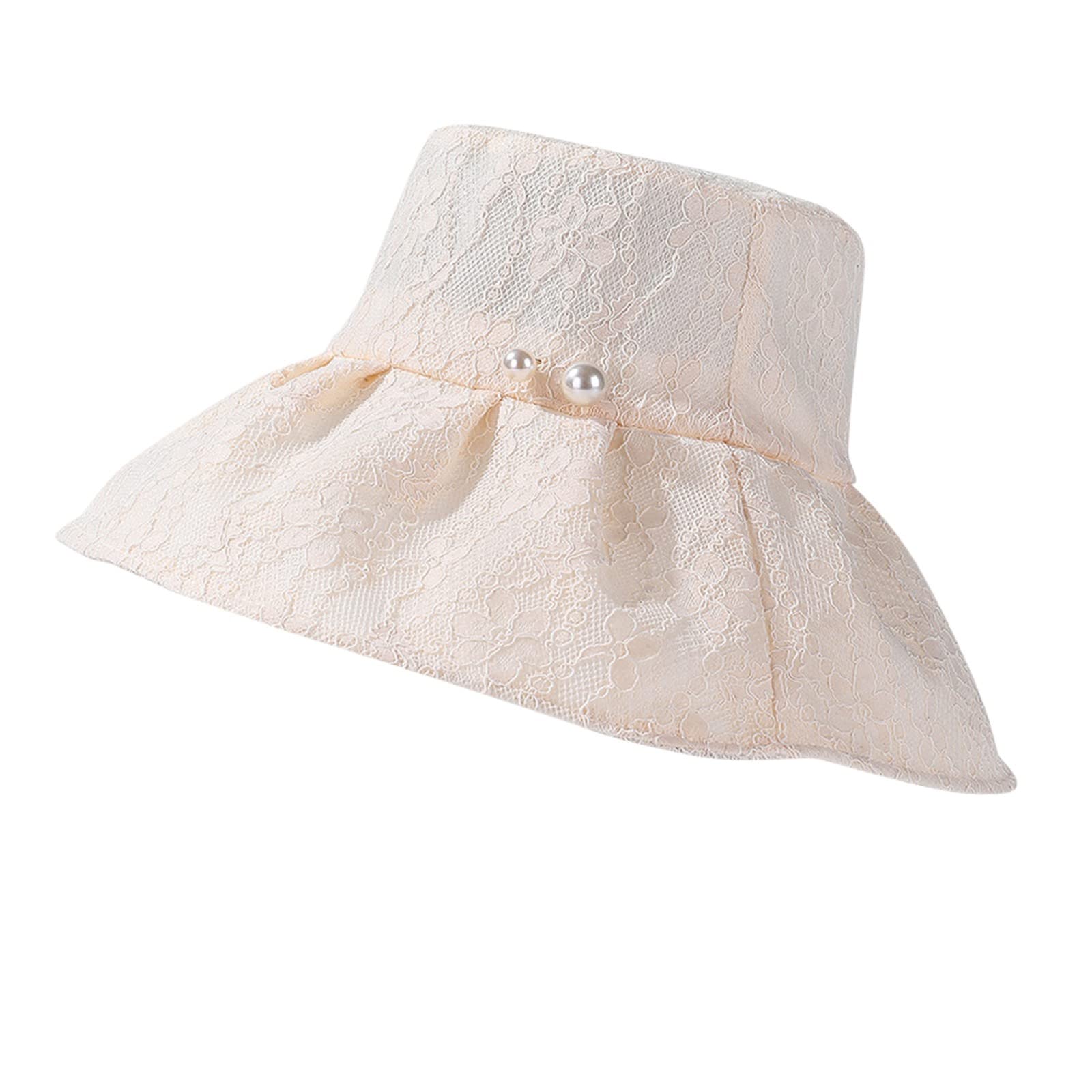 Women's Wide Brim Sun Hat - Straw Fedora Bucket Hat with Lace Trim for Outdoor Summer Beach, Gardening & Travel