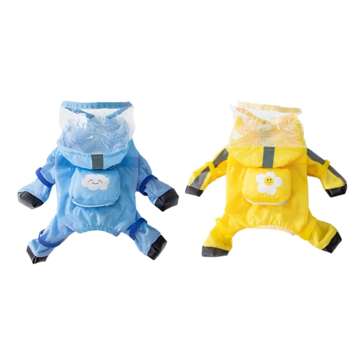 Waterproof Reflective Dog Raincoat & Rain Boots Set for Small to Medium Dogs - Full-Coverage Pet Jacket with Backpack (Blue, Size S) - Perfect for Rainy Day Walks & Outdoor Adventures