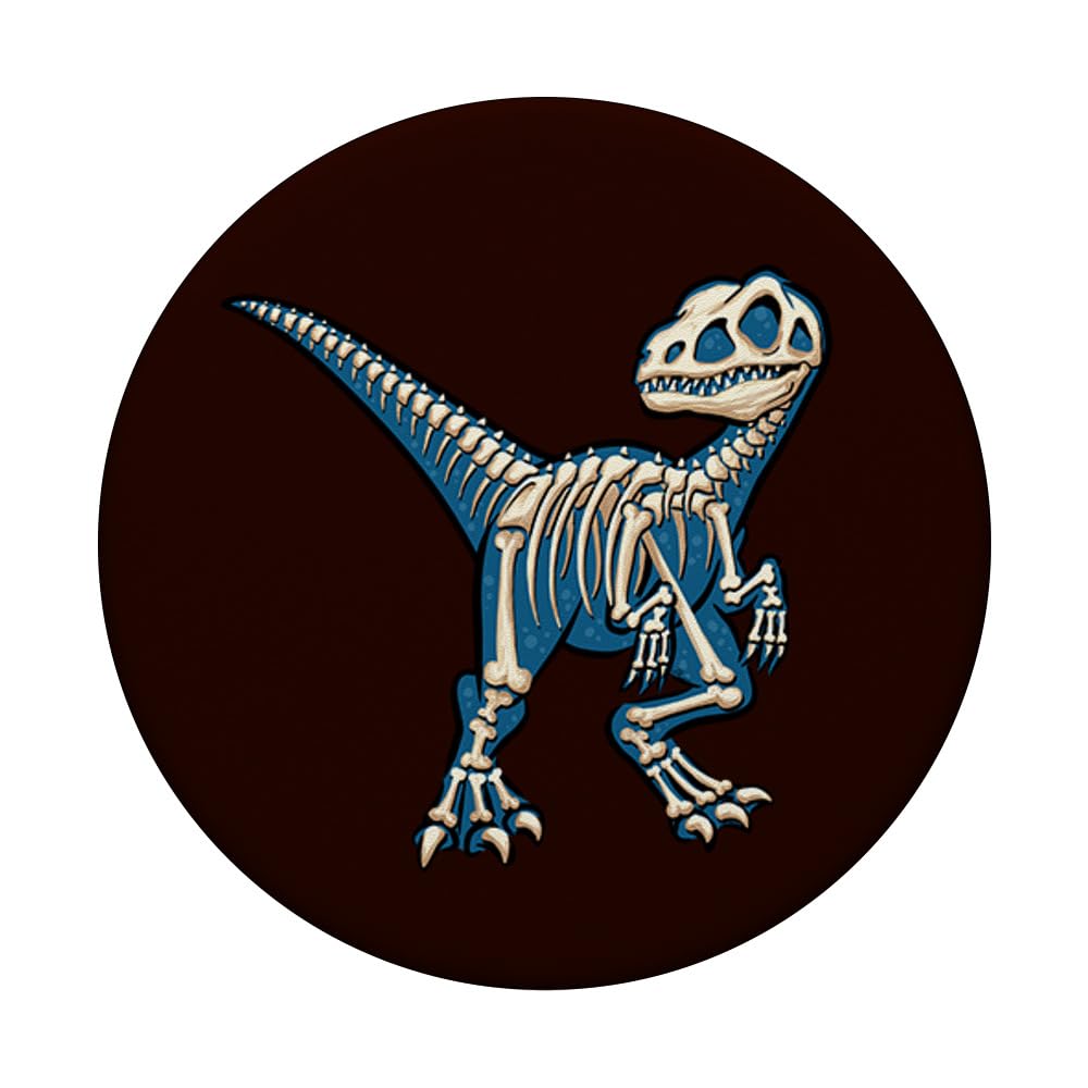 Clever Velociraptor Skeleton Dinosaur Bones Raptor PopSockets Grip - Reusable Phone Stand & Grip for iPhone, Samsung - Perfect for Gaming, Selfies, and Daily Use