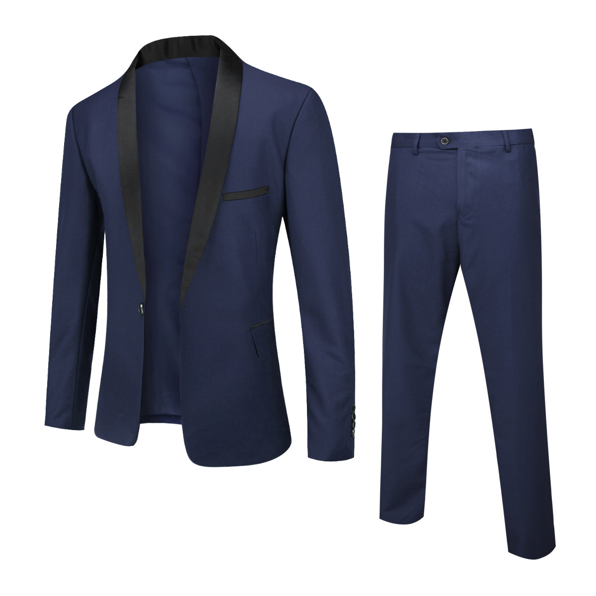 2 Piece Slim Fit One Button Casual Blue Suit for Men - Lightweight Business & Wedding Attire - Office, Party & Formal Events