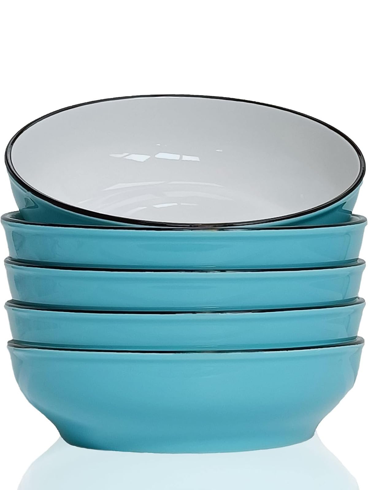 5-Piece Ceramic Pasta Bowls Set - 30oz Microwave & Dishwasher Safe for Soup, Salad - Kitchen & Dining Use