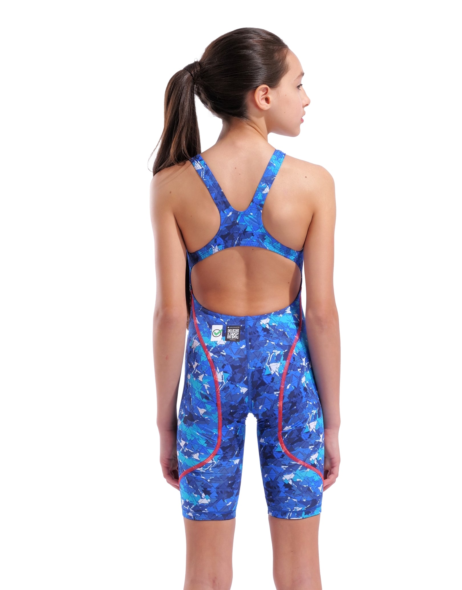 Limited Edition Girls Powerskin ST NEXT Open Back Splashy Multi - Perfect for Swim Training, Beach Fun & Water Sports