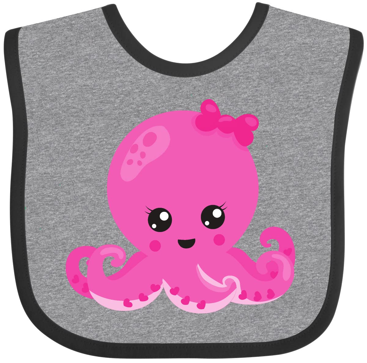 Inktastic Adorable Octopus Baby Bib with Hearts - Soft & Comfortable for Infants - Perfect for Feeding, Playtime & Photo Shoots