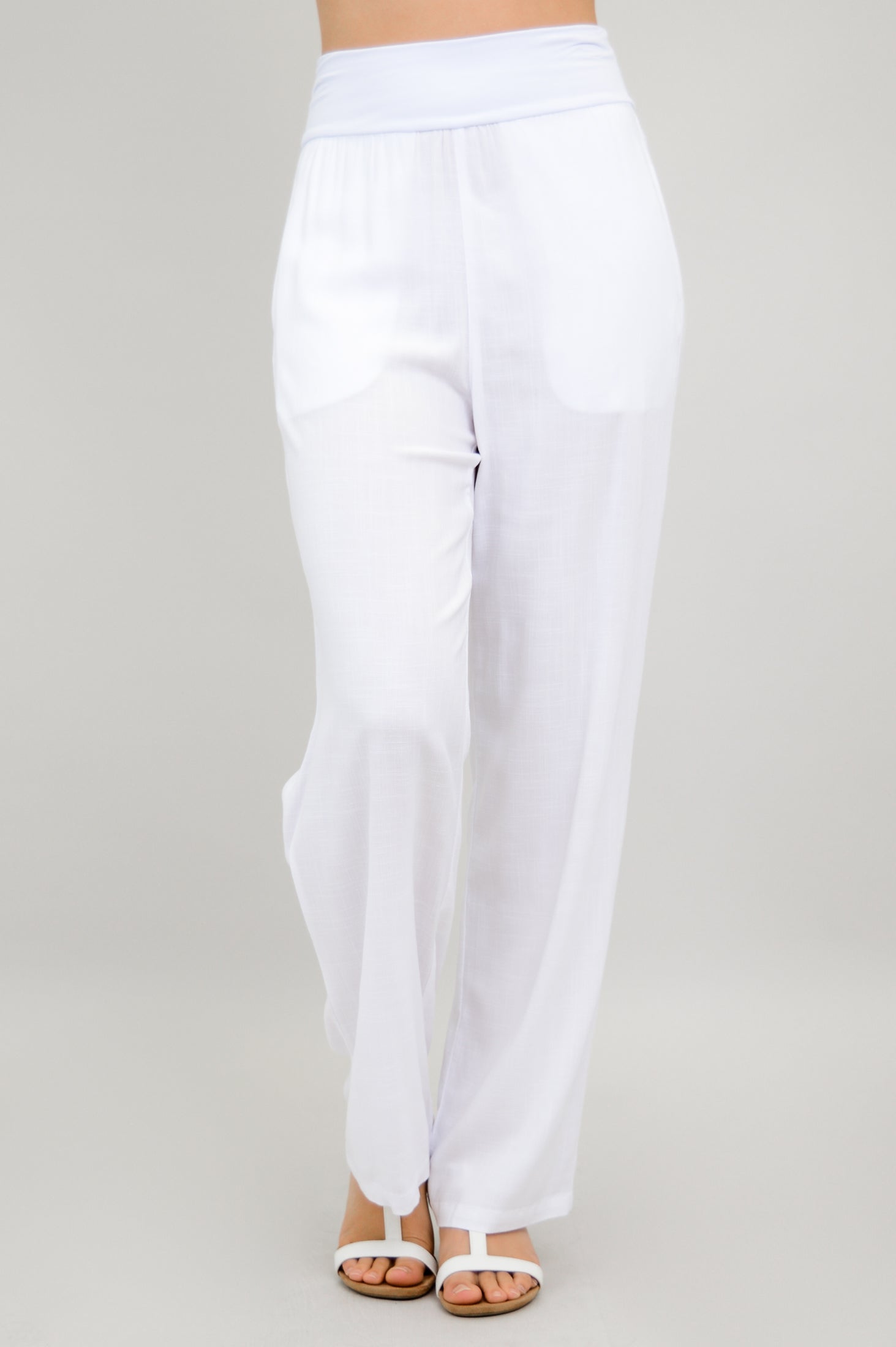 Landon Men's Linen Bamboo Pants - Breathable White Casual Trousers for Summer Travel & Outdoor Activities