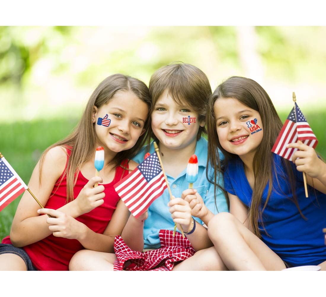 192PCS Patriotic Temporary Tattoos for 4th of July - American Flag Themed Independence Day Party Supplies, Memorial Day Decorations - Perfect for Independence Day Celebrations, BBQs, Pool Parties and Patriotic Events