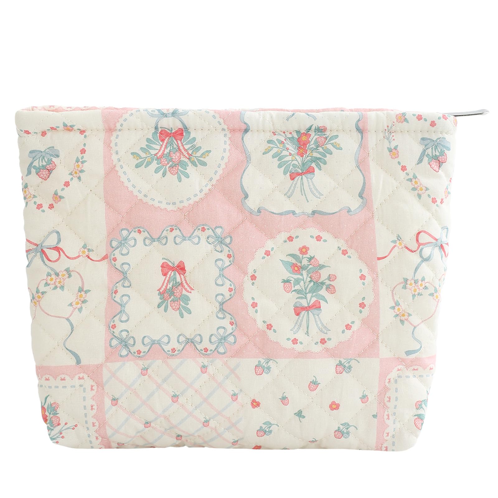 LYDZTION Floral Makeup Bag for Women - Large Capacity Cosmetic Organizer, Travel Toiletry Bag with Quilted Design - Perfect for Travel, Gym & Daily Essentials Storage - Puzzle Flower Pattern