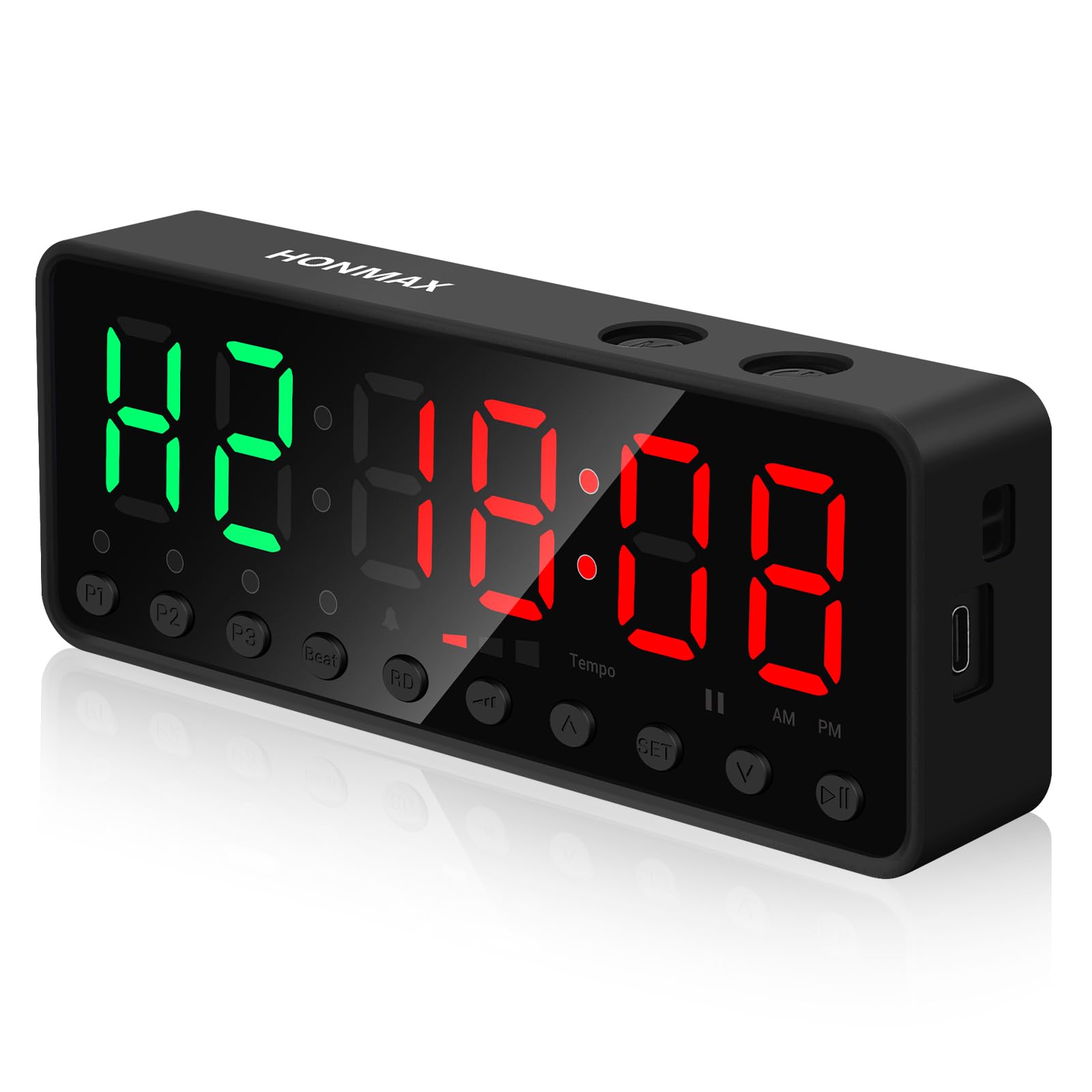 HONMAX Portable Gym Timer with Large LED Display - Digital Fitness Timer for Home, Garage & Workout - Built-in Strong Magnet, Lithium Battery & Beat Function - Anti-Vertigo Design (Black) - Perfect for CrossFit, HIIT, Boxing & Interval Training
