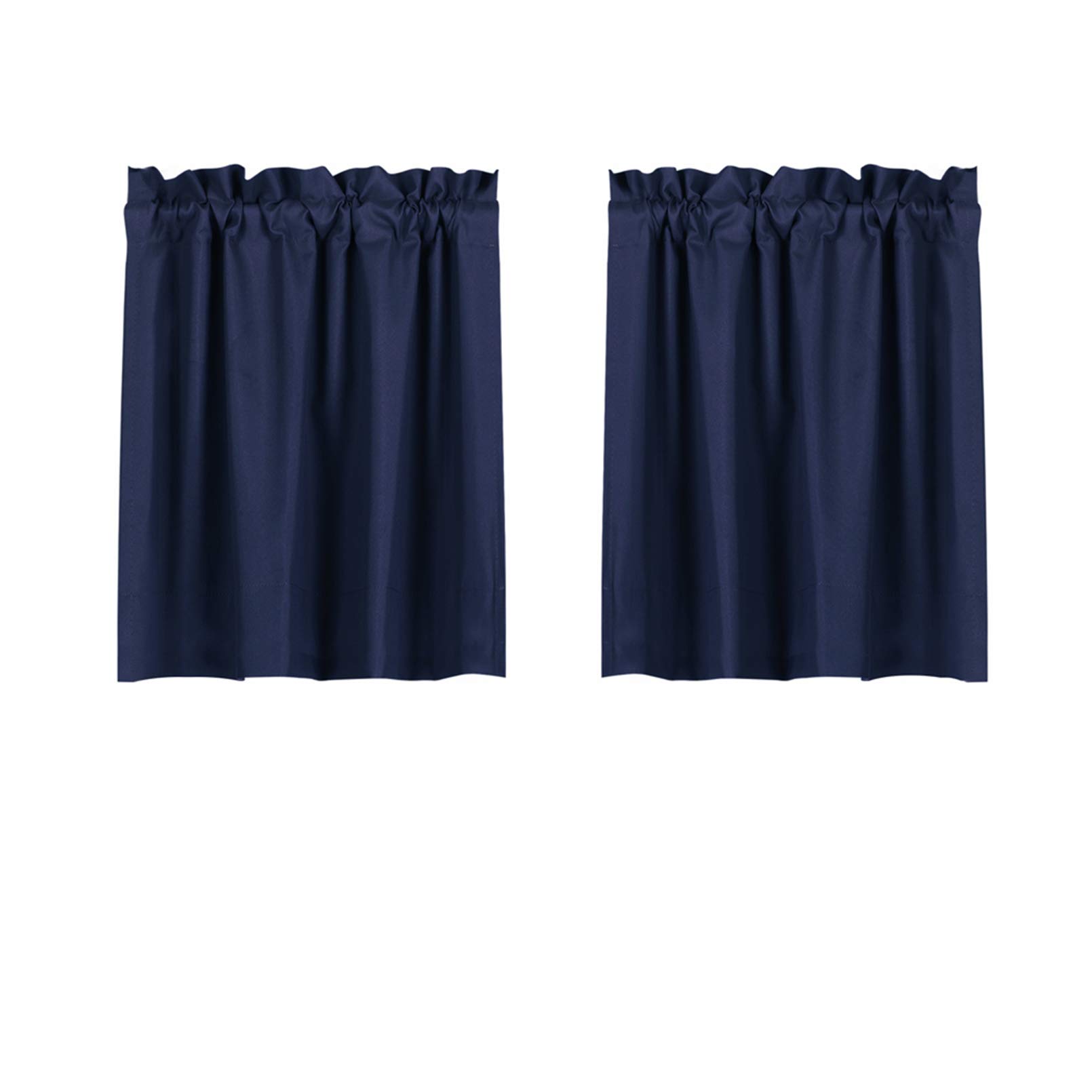 Valea Home Blackout Curtains for Small Windows - Navy Blue Room Darkening Short Curtains (30x24 Inch, 2 Panels) with Rod Pocket - Perfect for Bedroom, Kitchen & Home Decor