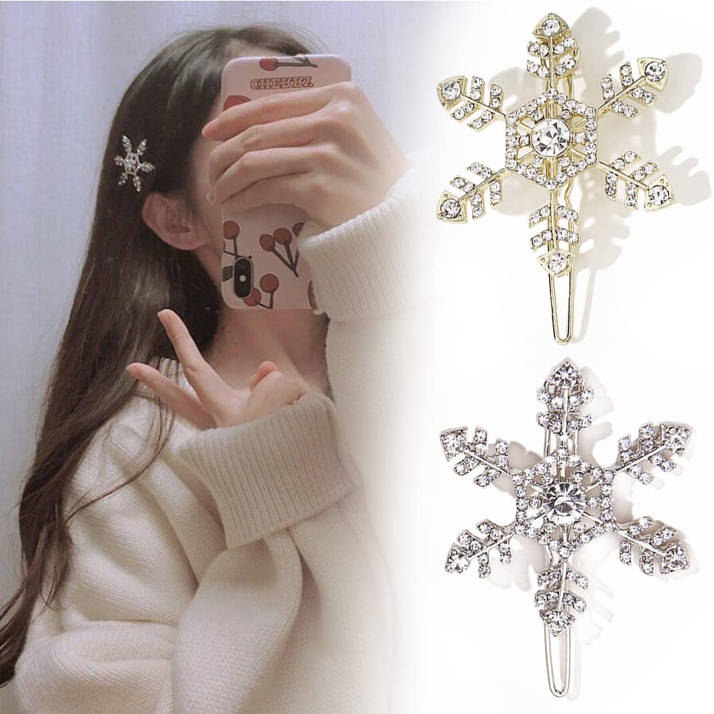4 Pcs Silver Crystal Hair Clips - Snowflake Hair Barrettes for Women & Girls | Elegant Hair Accessories for Parties, Weddings & Daily Wear