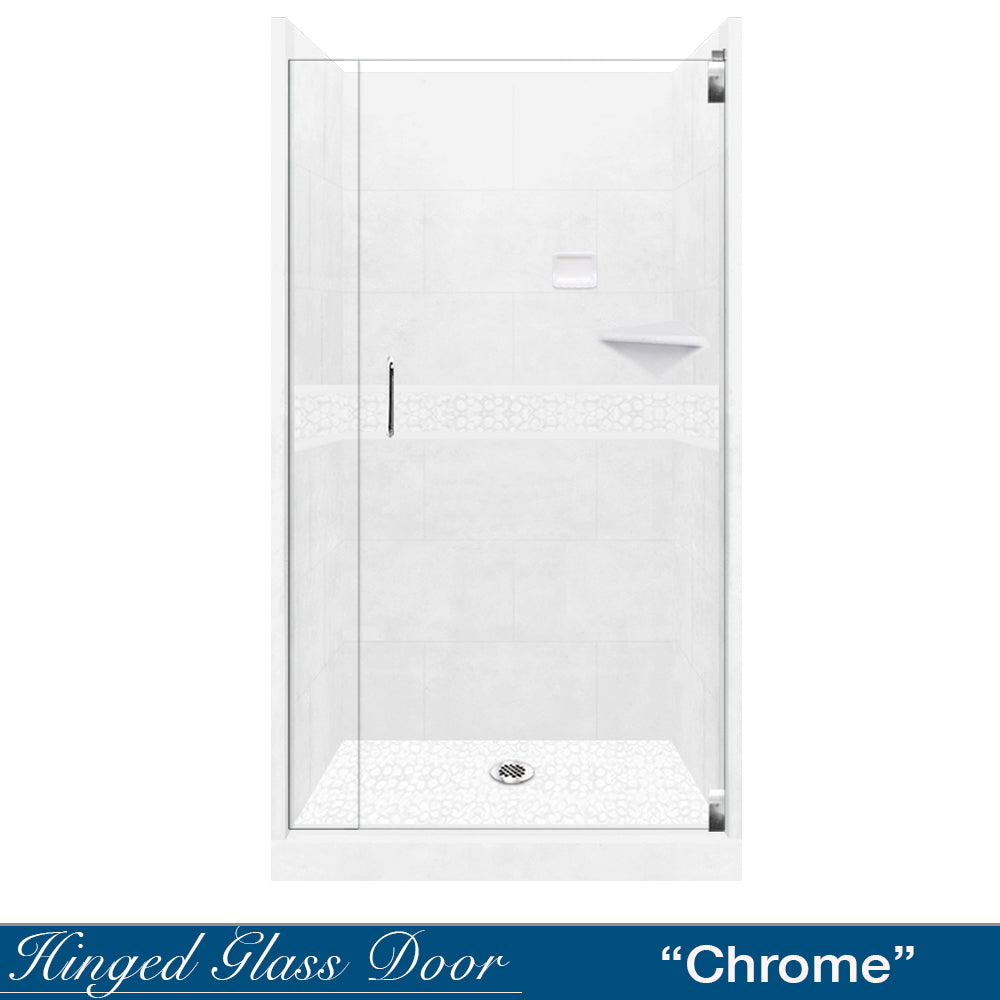 Alcove Natural Buff Sistine Stone & Pebble Stone Accent - DIY Shower Remodel Kit for Bathroom Renovation | Perfect for Spa-Like Shower Floors and Wall Decor