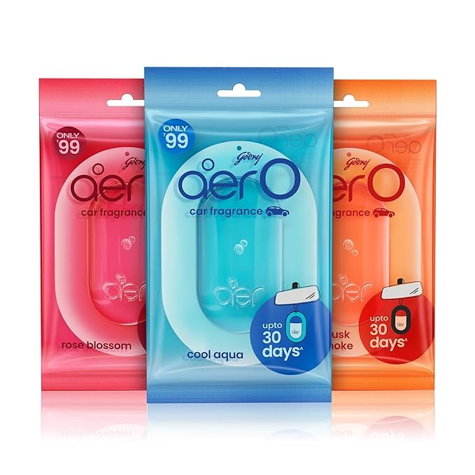 Aer O Hanging Car Air Freshener - 3 Pack Assorted Scents (22.5g Each) | Long-Lasting Gel Freshener up to 30 Days | Car Accessories for Fresh & Clean Interior | Perfect for Cars, Trucks, SUVs & Office Spaces