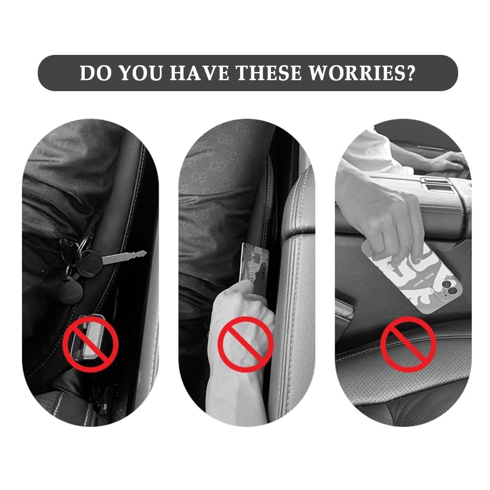 2PCS Universal Car Seat Gap Filler Organizer - Phone Holder, Key & Purse Storage - Fits Most Cars, Trucks & SUVs - Black Interior Accessories (Perfect for Road Trips & Daily Commute)