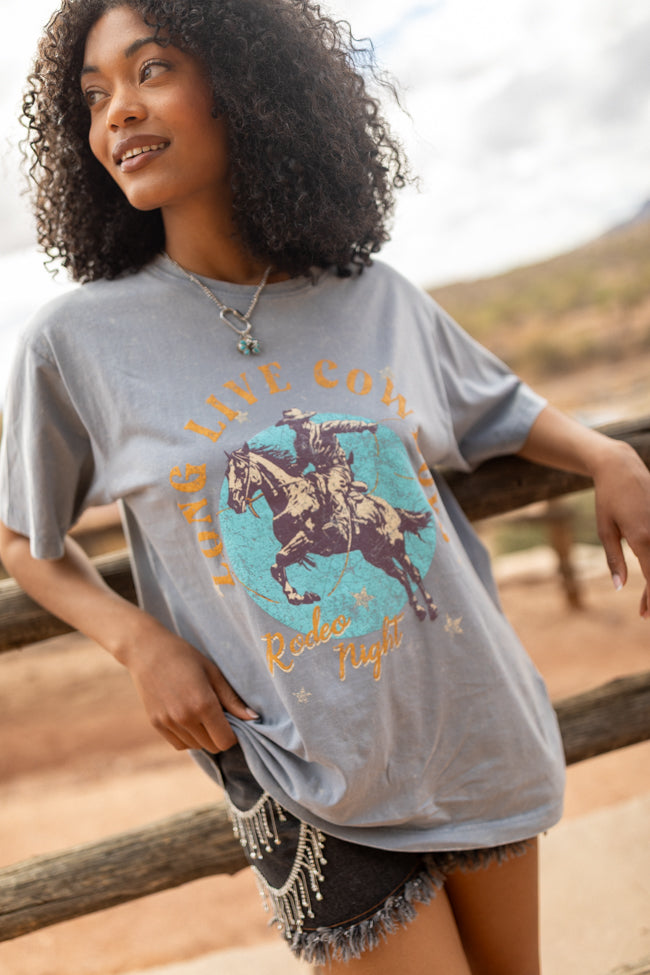Long Live Cowboys Grey Zutter Graphic Tee - Vintage Western Style T-Shirt for Men | Perfect for Casual Wear, Country Concerts & Rodeo Events