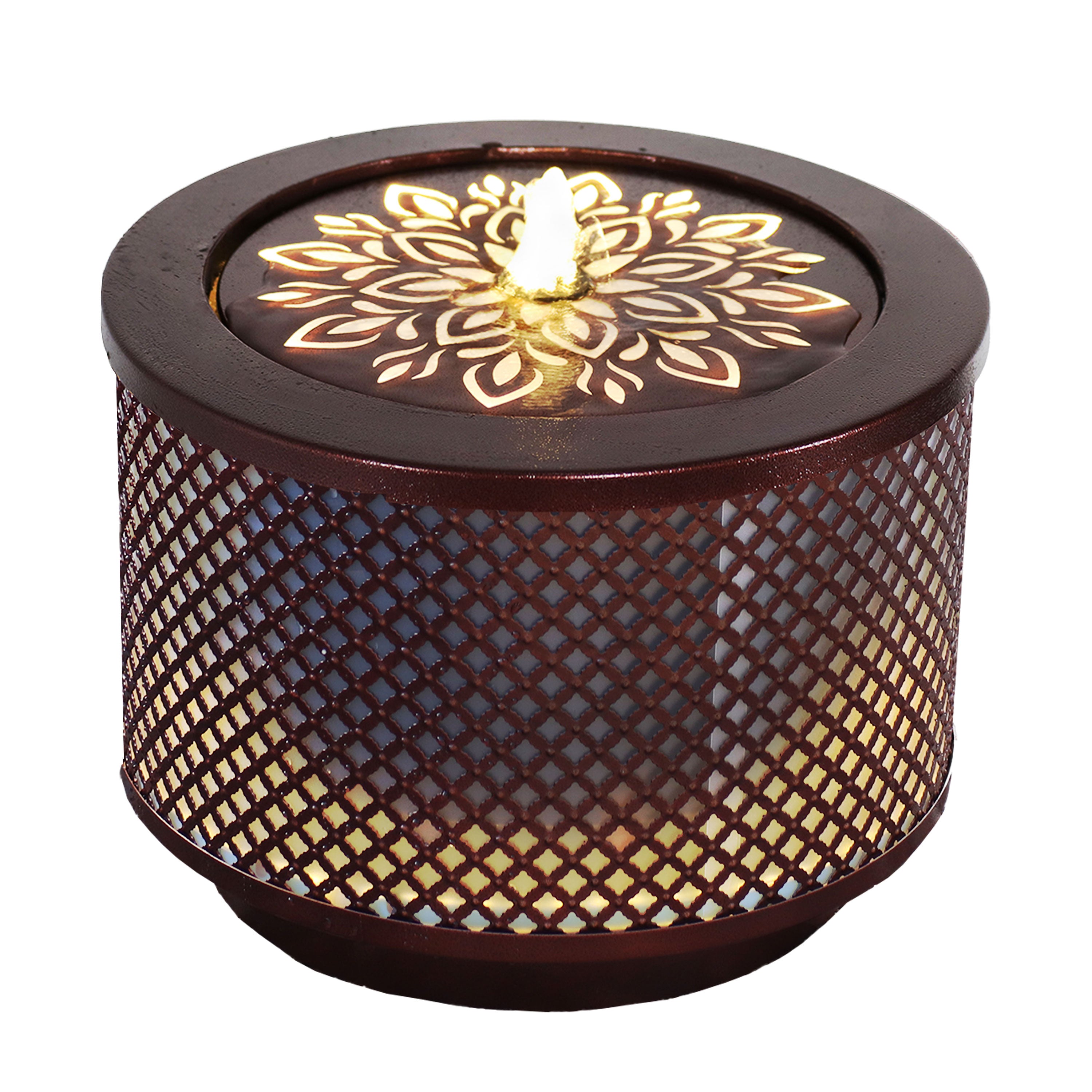 Sunnydaze Repeating Diamond Cylinder Iron Outdoor Water Fountain - 11.75 Inch Garden Decor for Patio, Yard & Landscape | Relaxing Water Feature for Outdoor Spaces