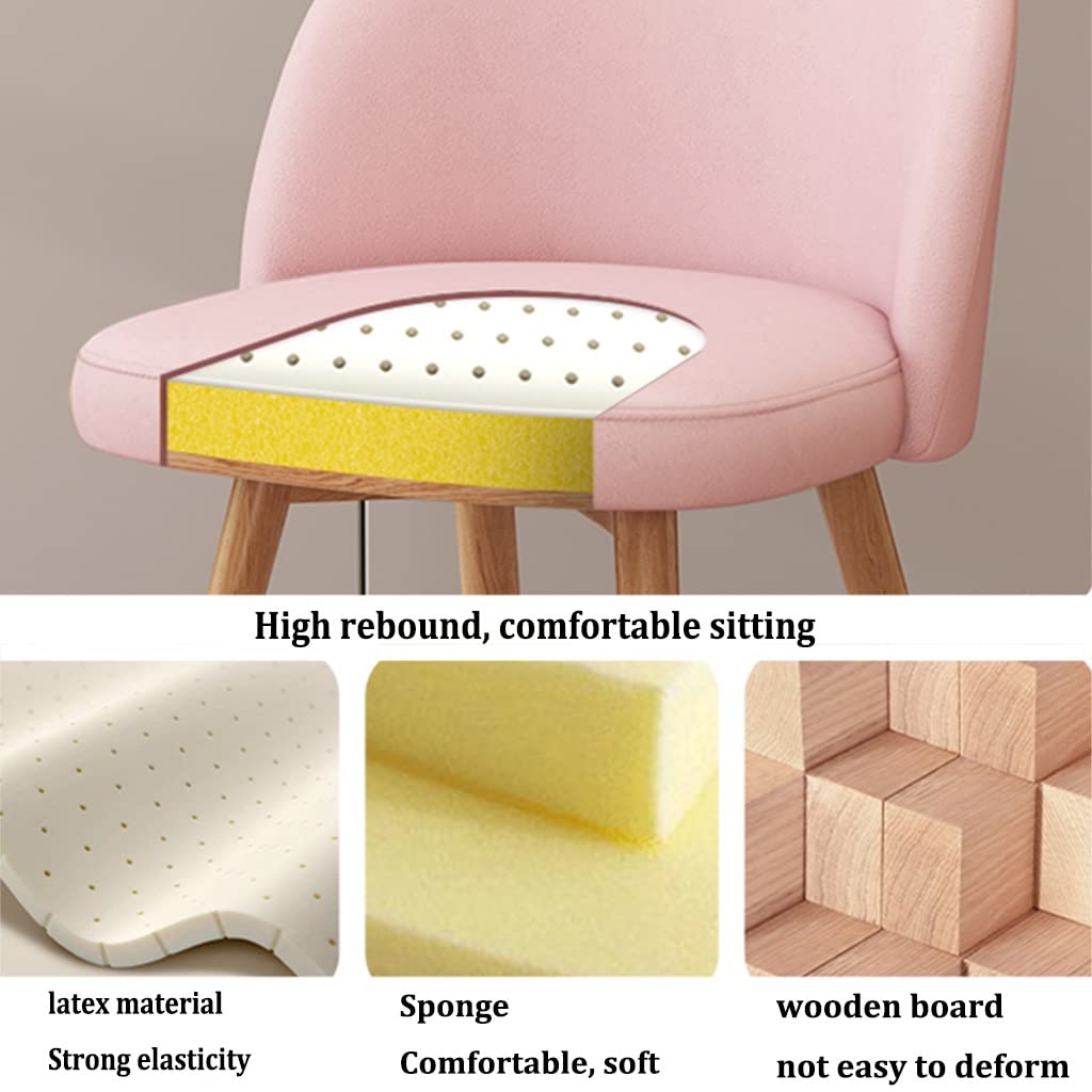 Modern Upholstered Dining Chairs with Wood Legs - Accent Side Chairs for Office, Kitchen, Living Room & Reception Areas - Comfortable Armless Leisure Chair for Home & Commercial Use (Pink) - Perfect for Dining Sets, Lounge Seating & Dressing Rooms