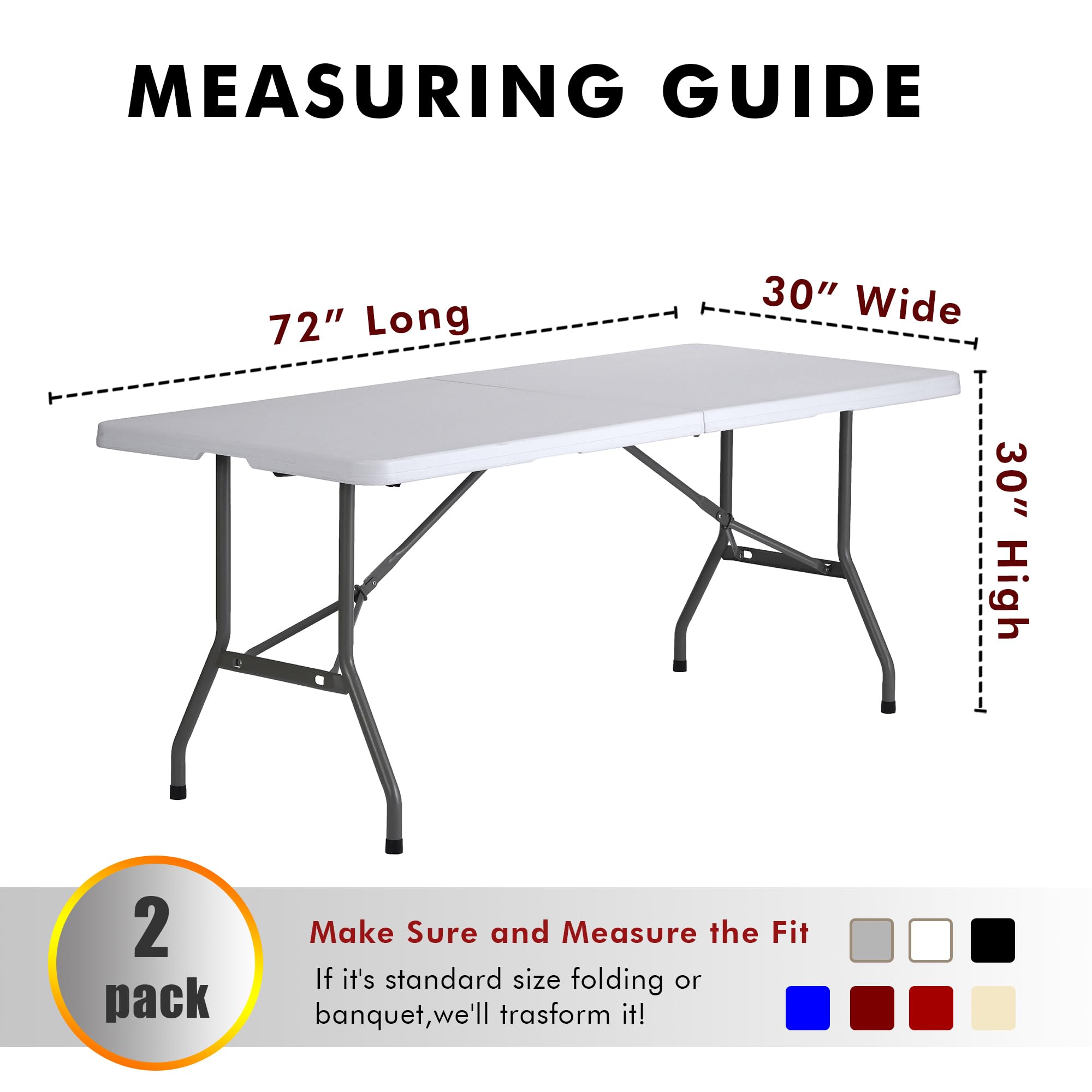 Nasitos 2 Pack Silver 6ft Fitted Tablecloth for Rectangular Tables - Open Back Wrinkle Resistant Washable Fabric Table Cover for Wedding, Party, Craft Fair, Cocktail Events - Perfect for Banquets, Catering & Outdoor Gatherings
