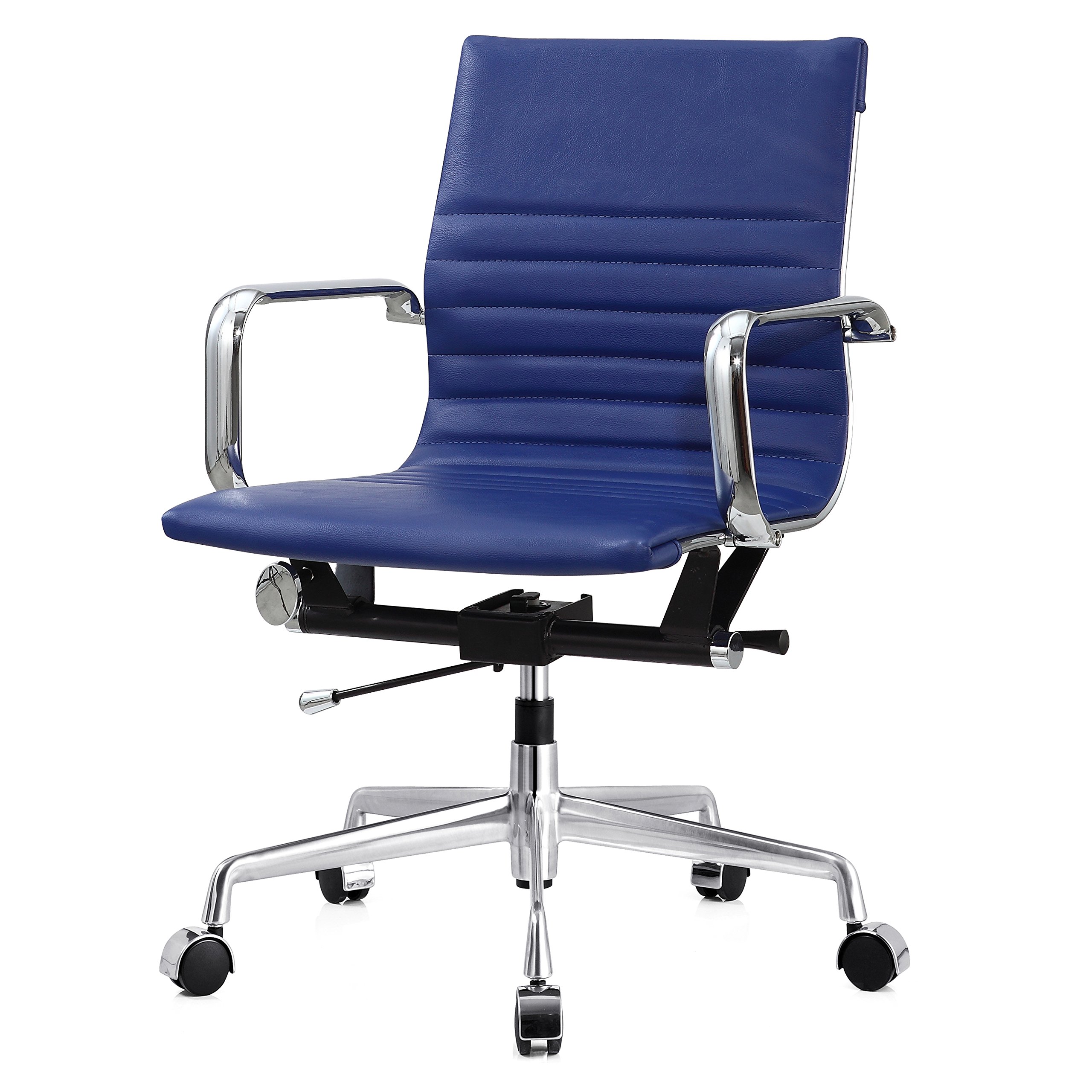 MEELANO Ergonomic Office Chair with Lumbar Support - Adjustable Height, Swivel & Rolling Wheels - Comfortable Mesh Back & Padded Seat - Blue - Perfect for Home Office, Gaming & Workspace