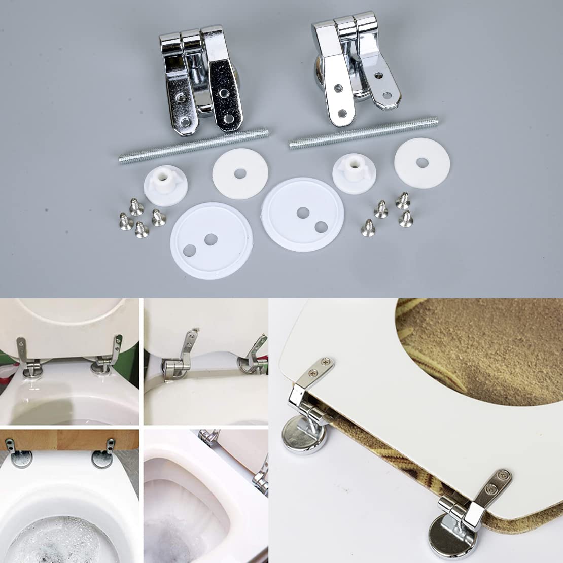 Stainless Steel Toilet Seat Hinges with Screws & Bolts - Durable Zinc Alloy Bathroom Hardware Replacement - Perfect for Home, Hotel & Commercial Restroom Upgrades