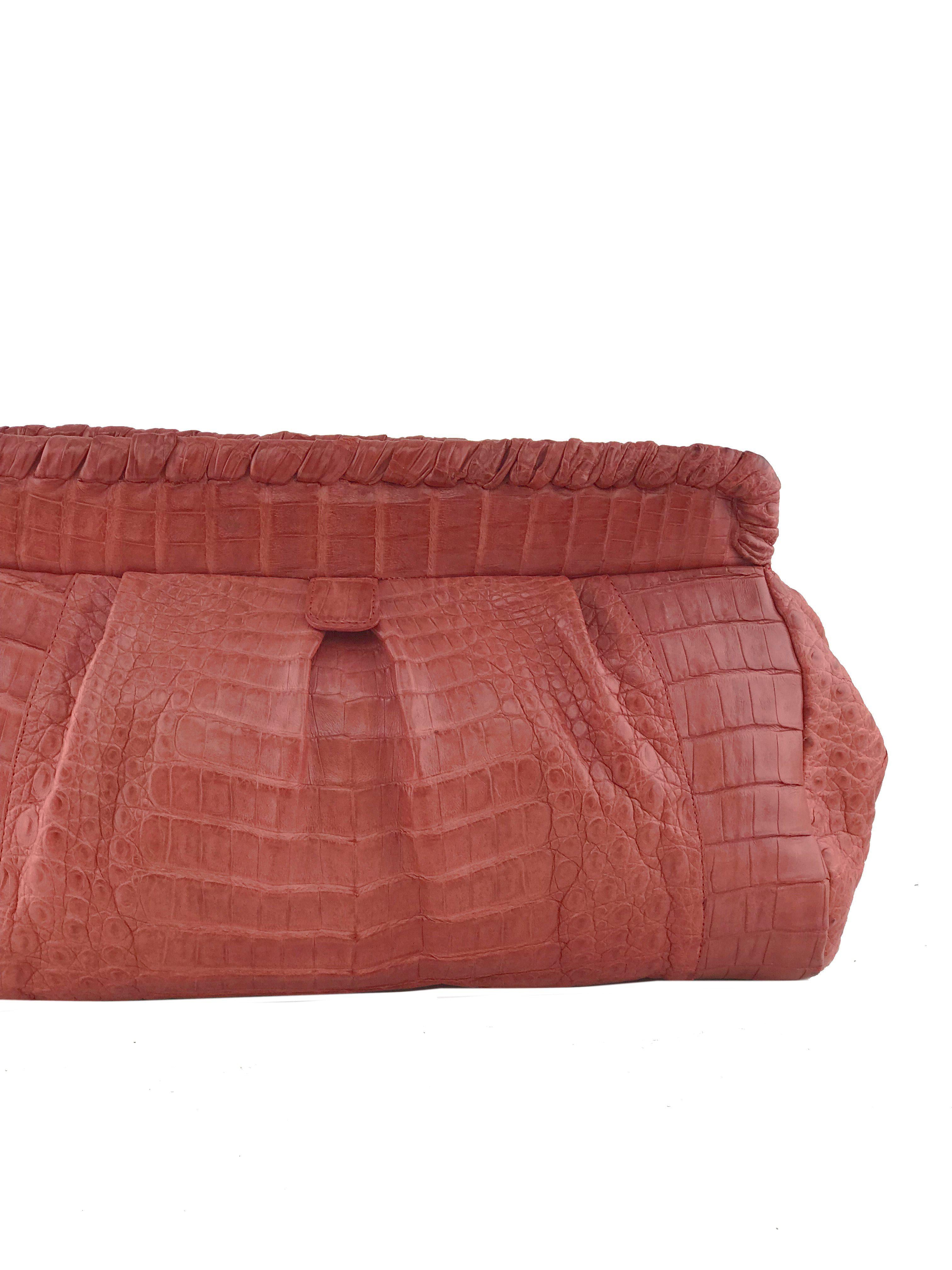 Nancy Gonzalez Genuine Crocodile Leather Pleated Oversized Clutch Bag for Women - Luxury Evening Bag for Parties, Weddings & Special Events