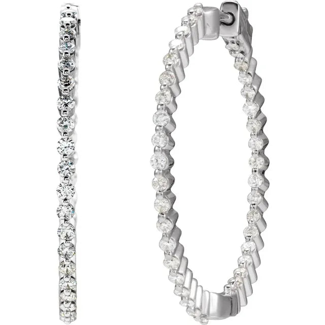 Sparkling Inside Out Diamond Hoop Earrings for Women - 14K Gold Plated Elegant Dangle Earrings for Party, Wedding & Everyday Wear