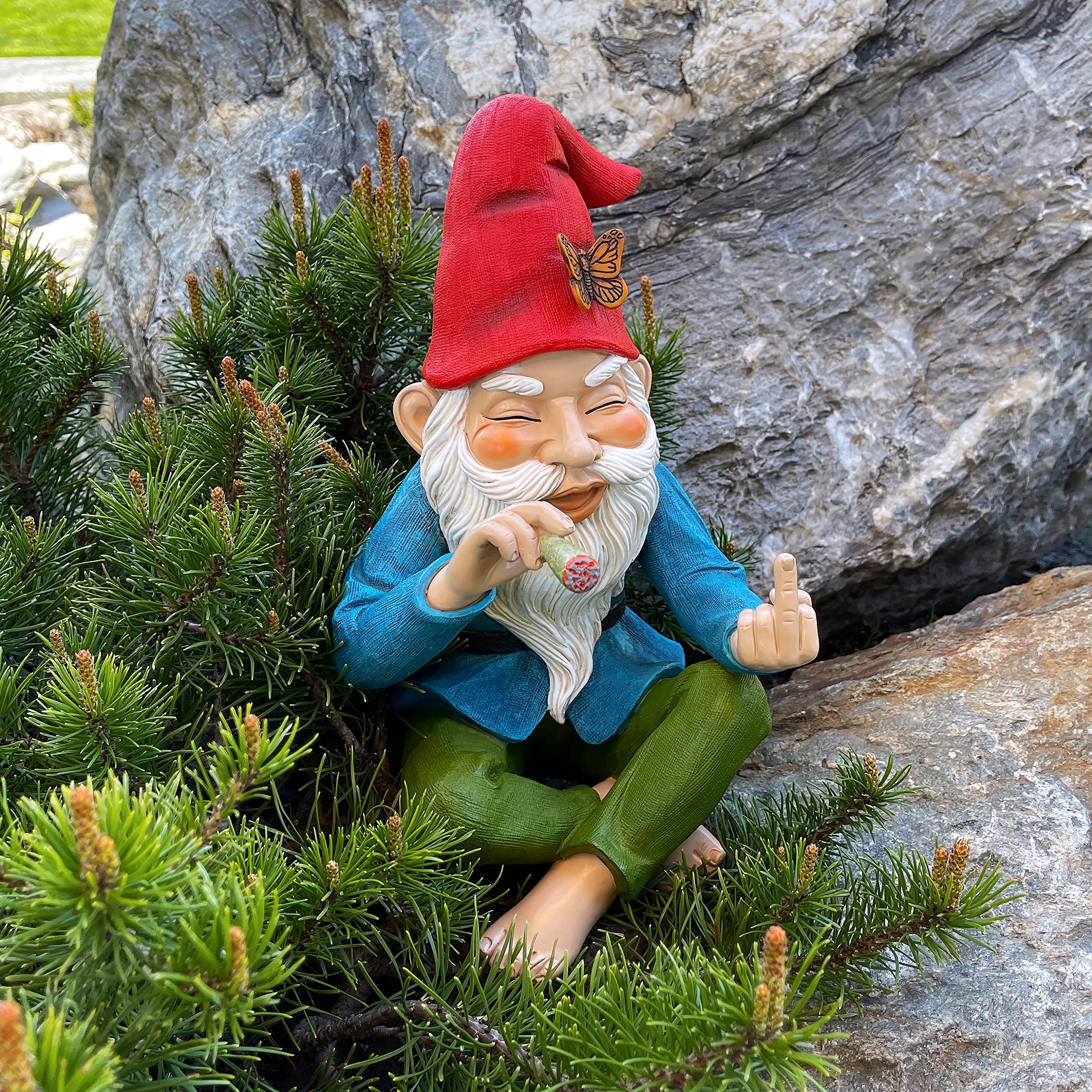 Relaxed Garden Gnome Statue - 9.6 Inch Tall Outdoor Decor for Lawn, Garden & Home - Perfect for Patio, Yard & Indoor Decoration