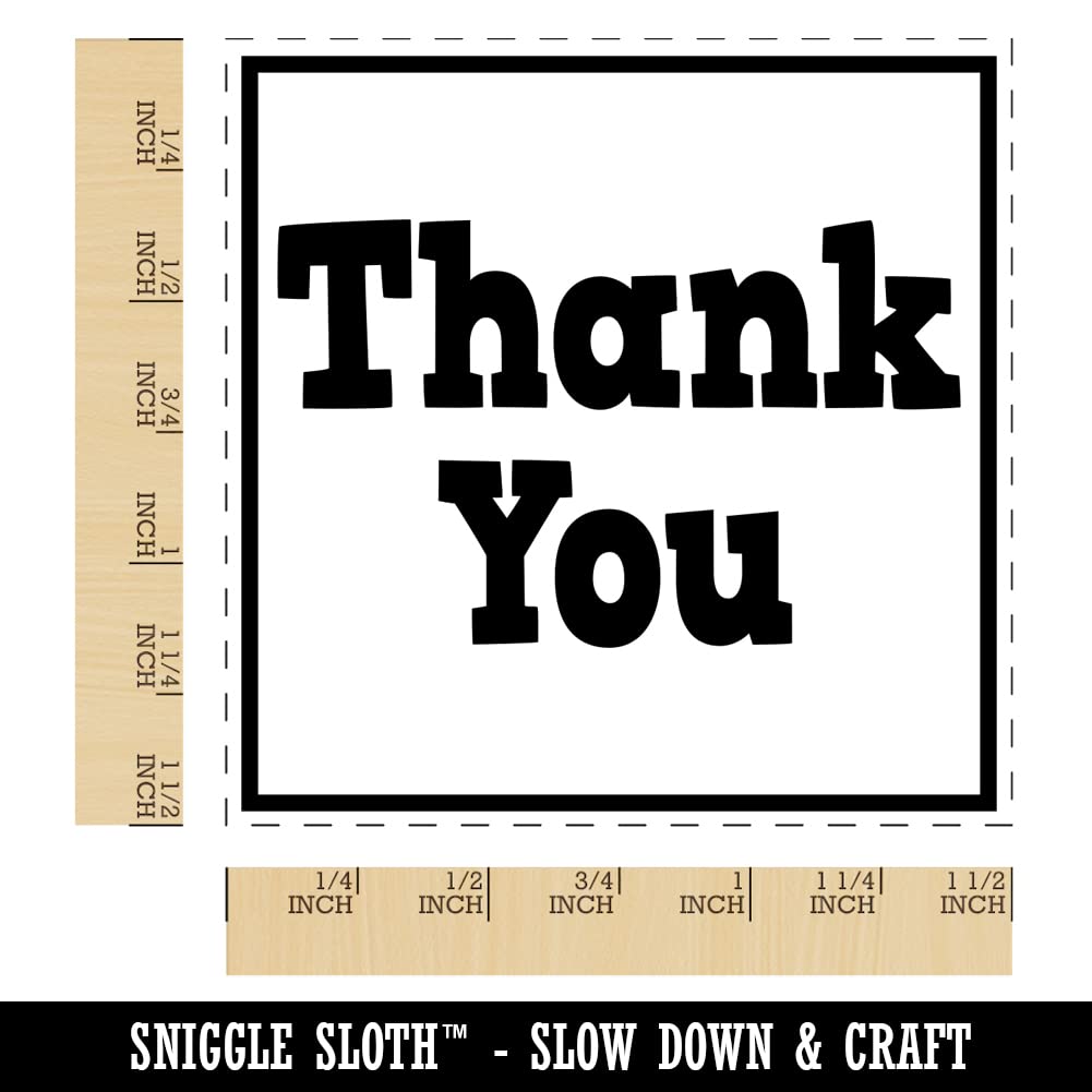 Thank You in Box Self-Inking Rubber Stamp with 1.5 Inch Impression - Blue Ink Stamper for Office, Crafting & Business Correspondence