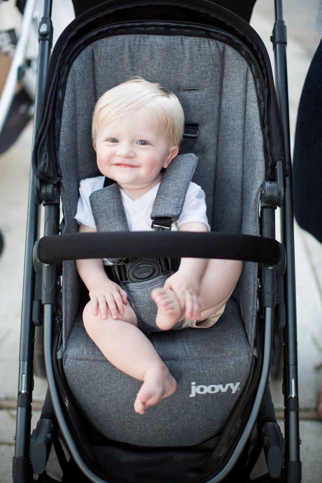 Joovy Qool Stroller - Adjustable Single, Double & Triple Stroller for Toddlers | Lightweight & Customizable Baby Stroller in Grey Melange | Perfect for City Walks, Shopping & Family Outings