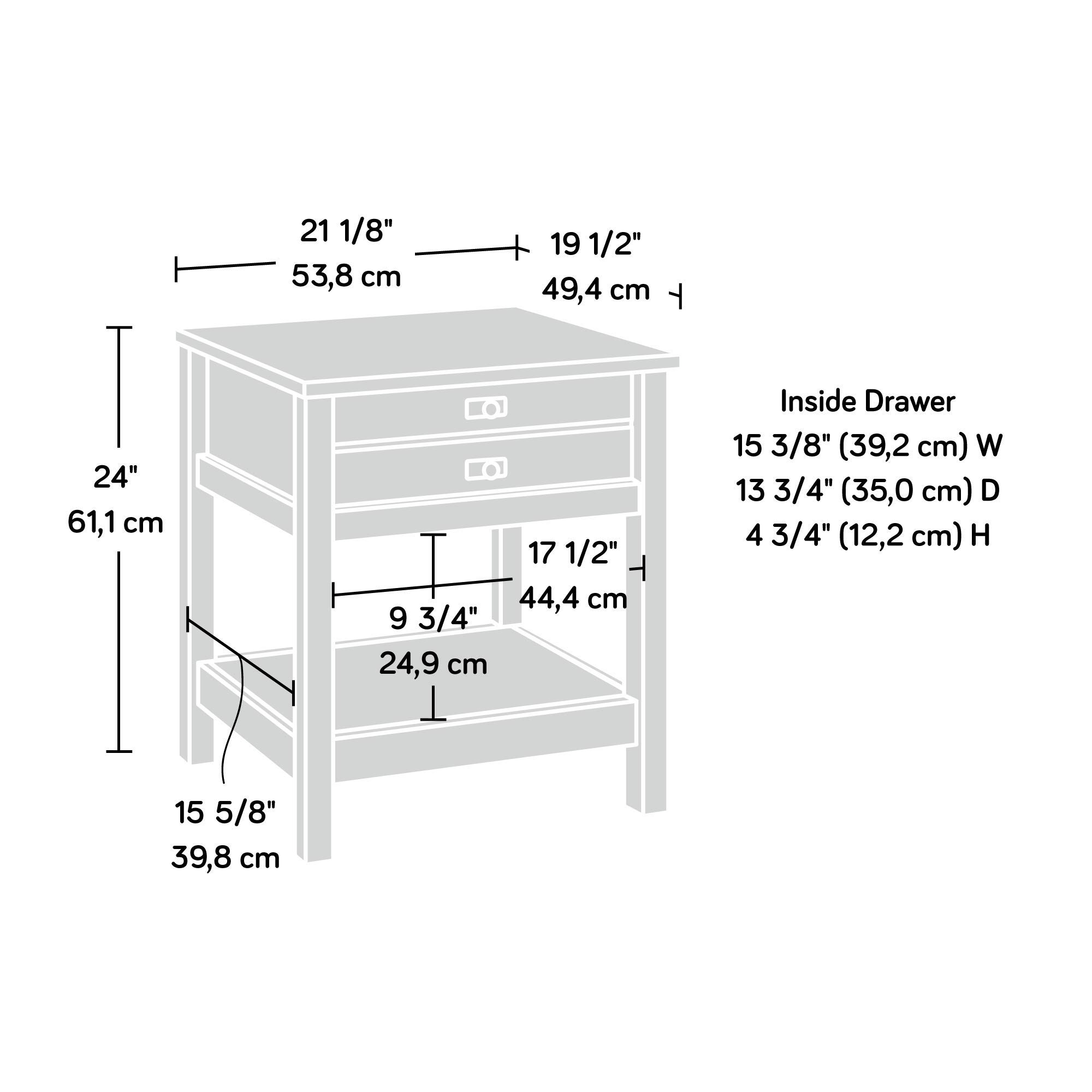 Sauder Cottage Road Night Stand - Bedside Table with Storage, End Table in Raven Oak Finish for Bedroom, Living Room & Office