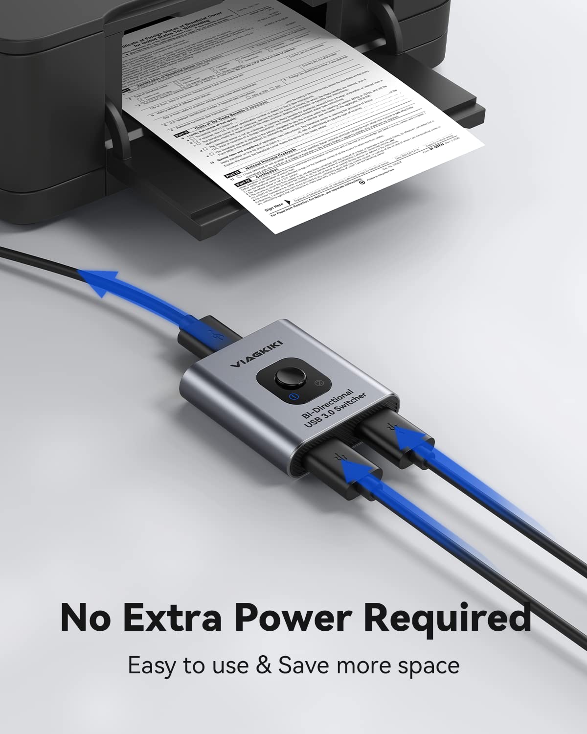 2-Port USB 3.0 KVM Switch - 1 in 2 Out or 2 in 1 Out for Sharing Mouse, Keyboard, Printer & Scanner Between 2 Computers | Perfect for Home Office & Multi-PC Workstations