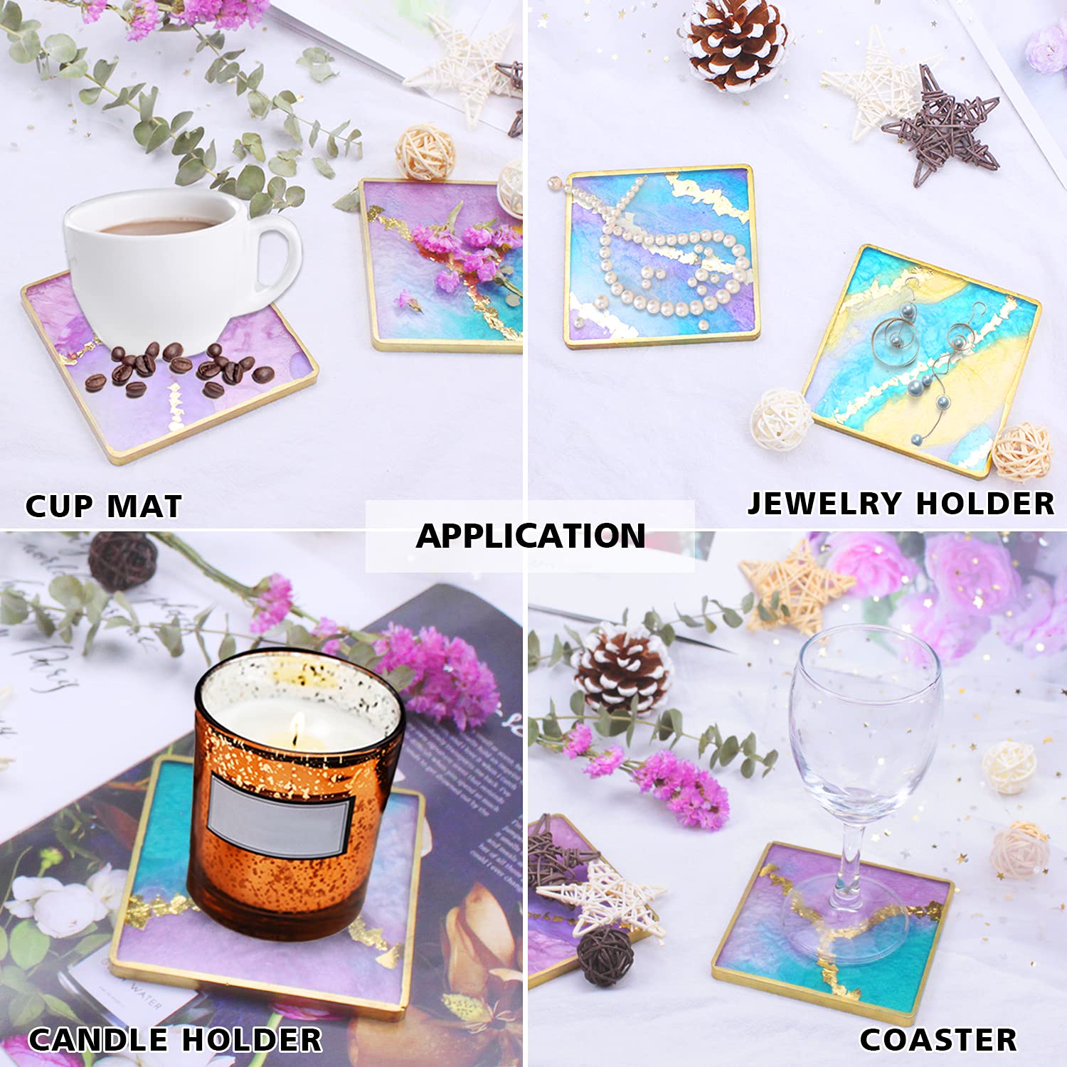 ResinWorld 6 Pack Geode Coaster Molds & 4 Pack 4 Inch Square Coaster Molds for DIY Resin Art - Perfect for Home Decor, Gifts, and Craft Projects