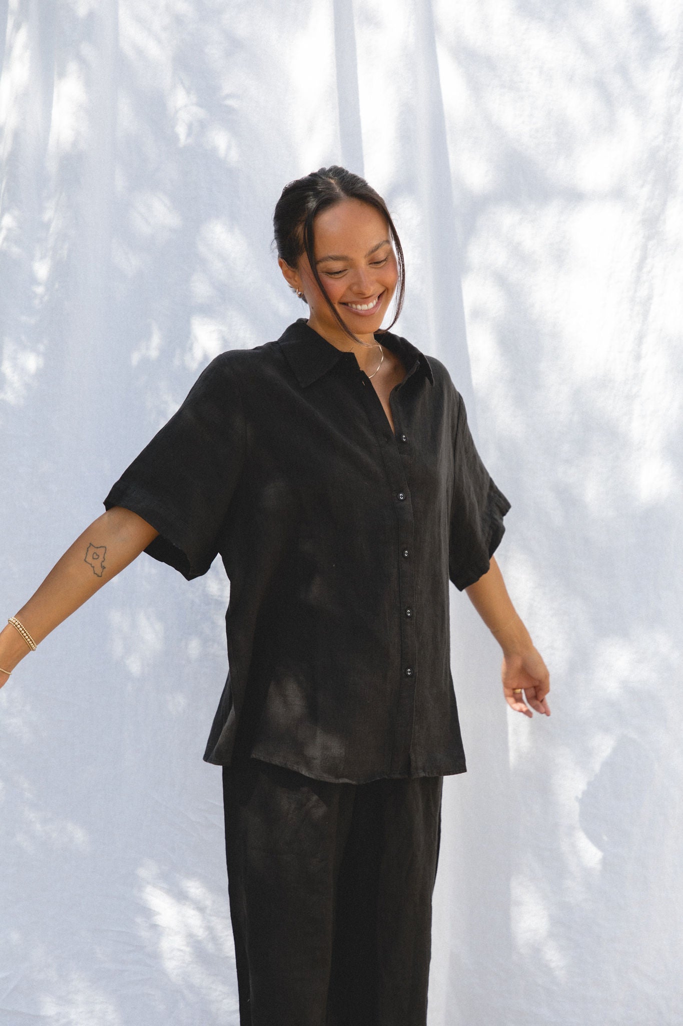 Women's Capri Linen Short Sleeve Button Down Shirt | Breathable Summer Blouse | Perfect for Beach Vacations & Casual Outings