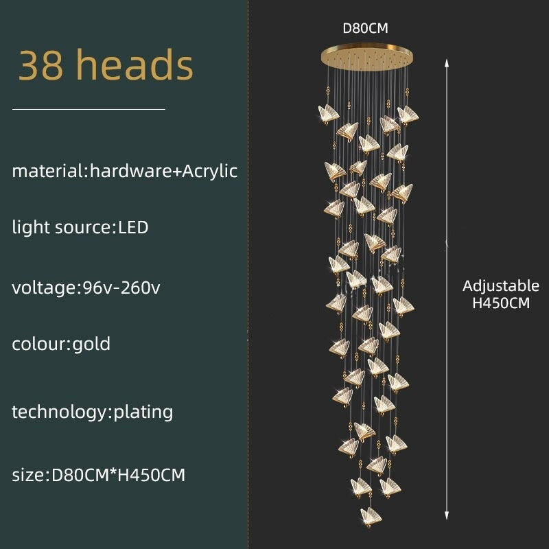 Elegant Butterfly Acrylic Chandelier - Modern Crystal Ceiling Light Fixture for Bedroom, Dining Room & Living Room Decor