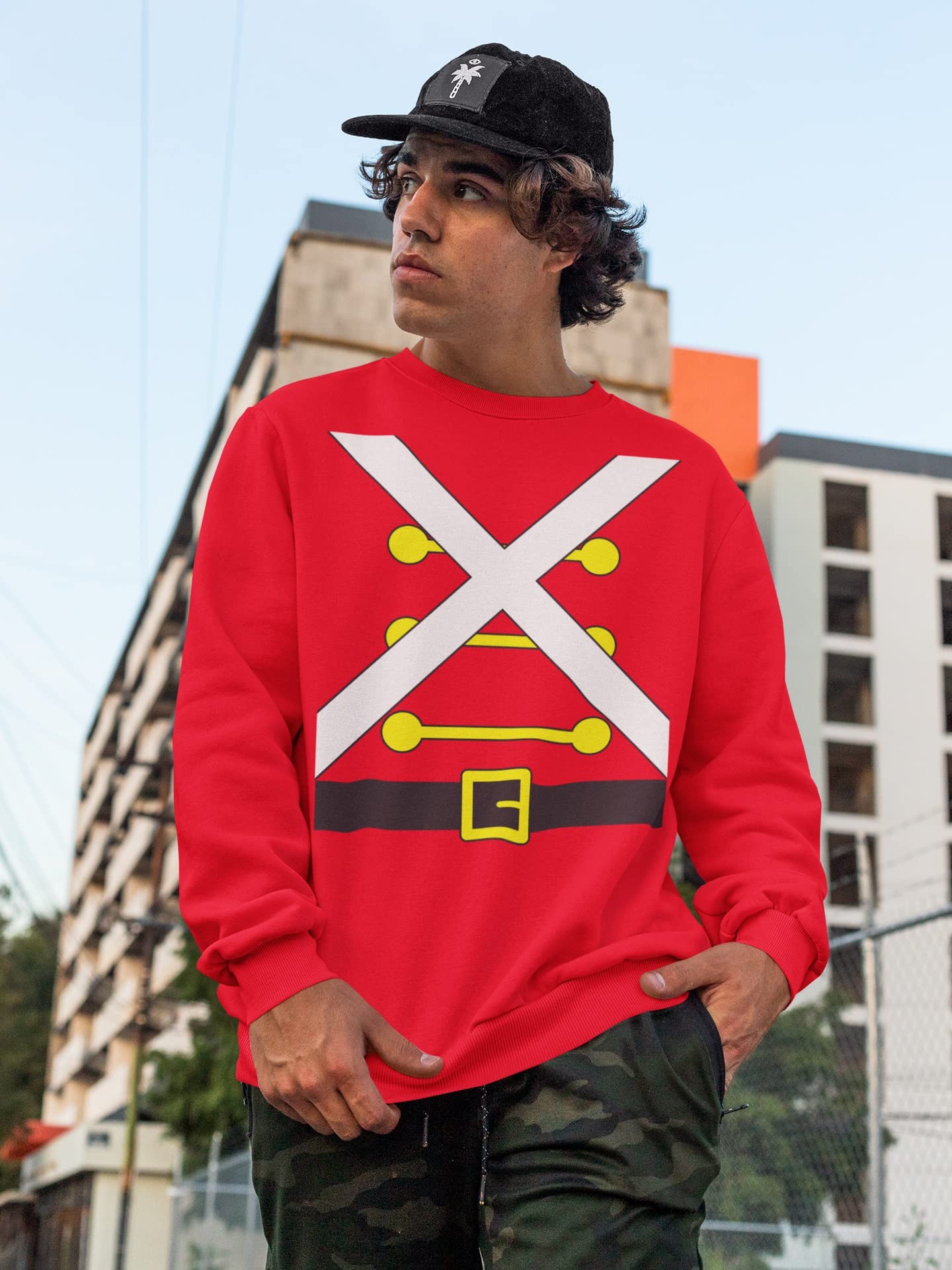 Old Glory Christmas Toy Soldier Costume - Red Adult Sweatshirt Large for Holiday Parties