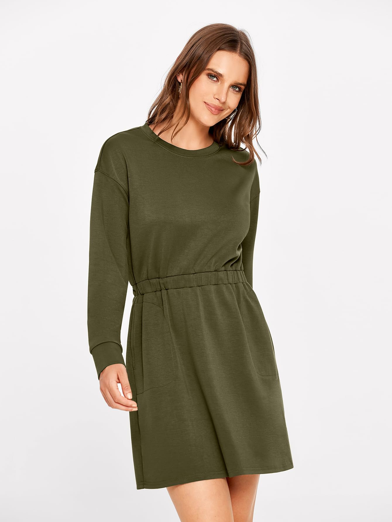 Glamaker Women's 2024 Fall & Winter Long Sleeve T-Shirt Dress with Pockets | Cozy Sweatshirt Dress for Casual Wear, Layering & Essential Outfits