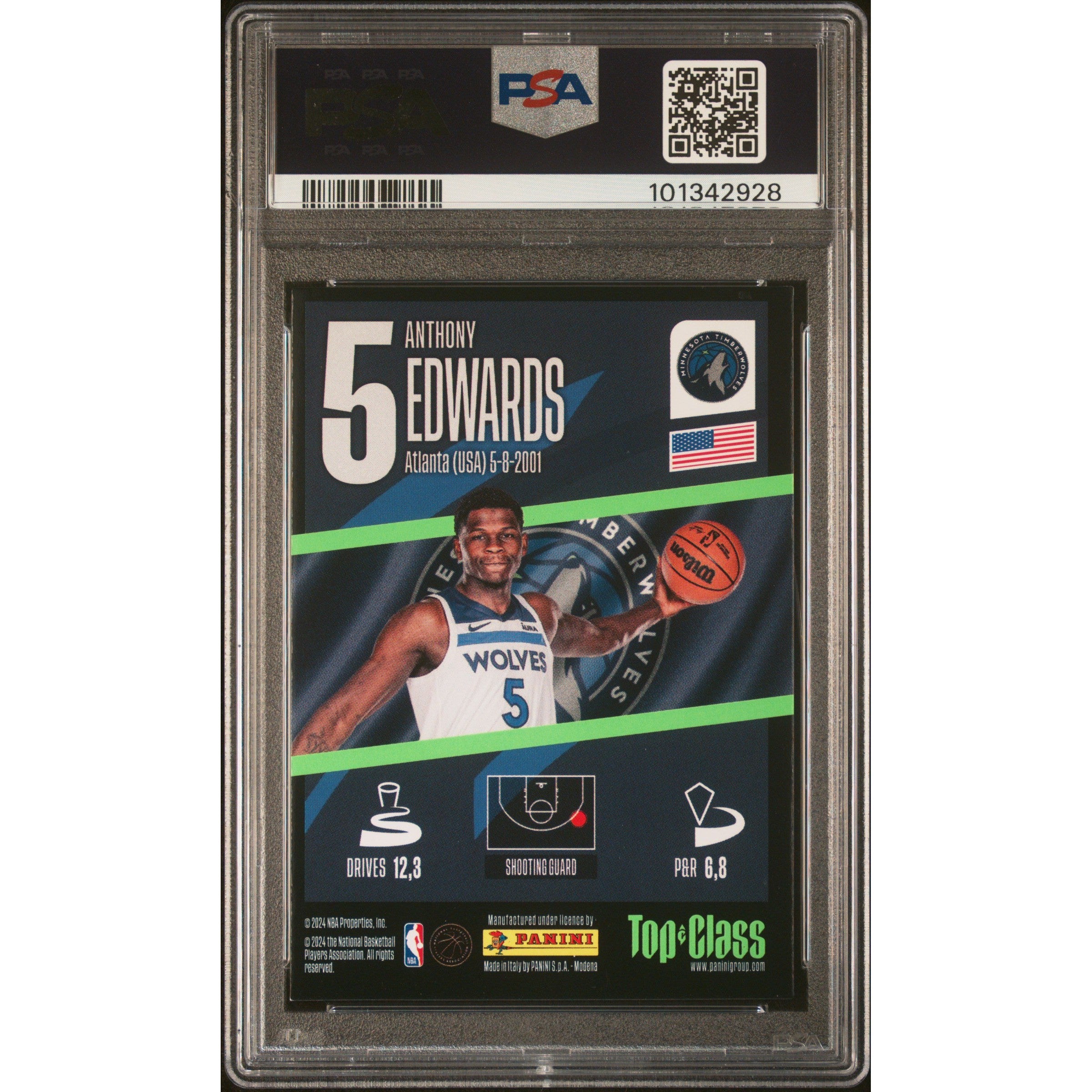 2024 NBA Panini Top Class Anthony Edwards Super Sonic #157 PSA 9 Mint Basketball Card - Perfect for Collectors, Investors & Sports Fans Display