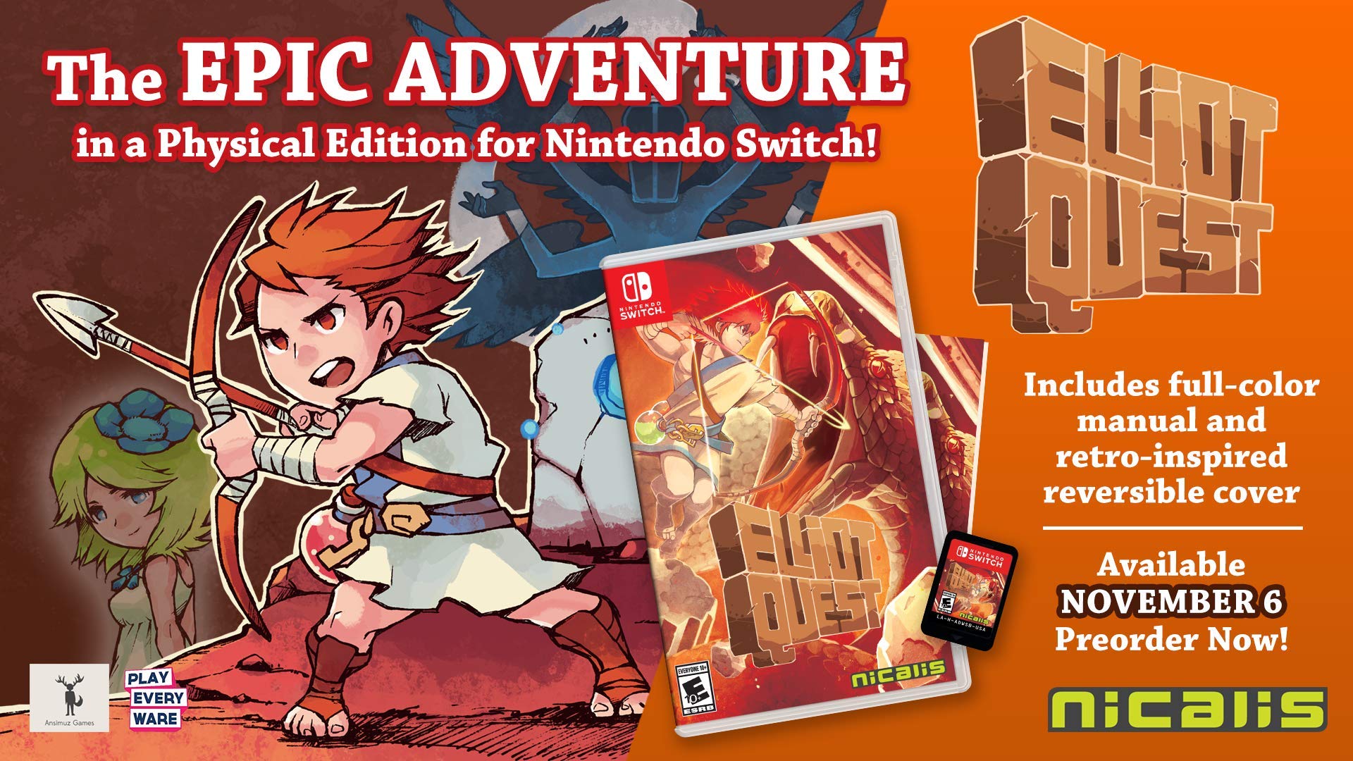 Elliot Quest - Nintendo Switch Game | Action-Adventure RPG | Perfect for Home & Travel Gaming