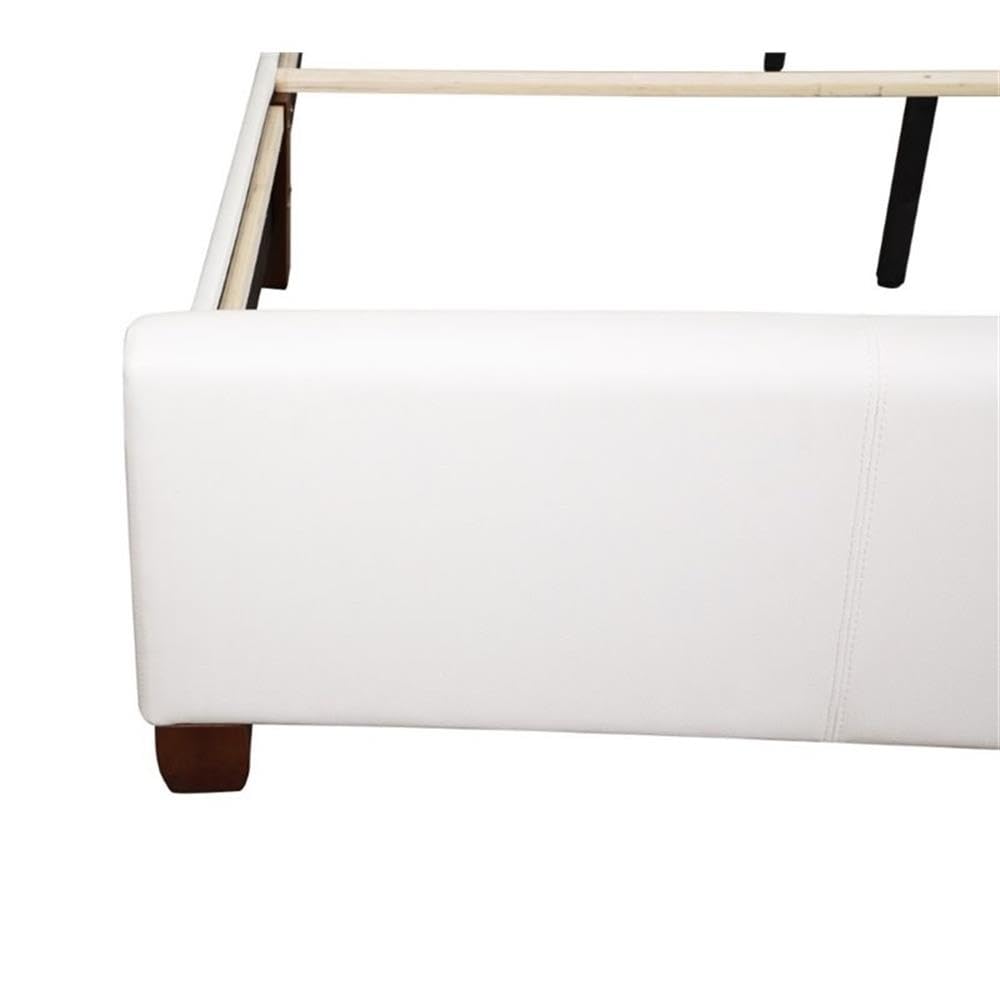 Glory Furniture Marilla White Faux Leather Upholstered Full Size Bed Frame - Modern Bedroom Furniture for Master & Guest Rooms