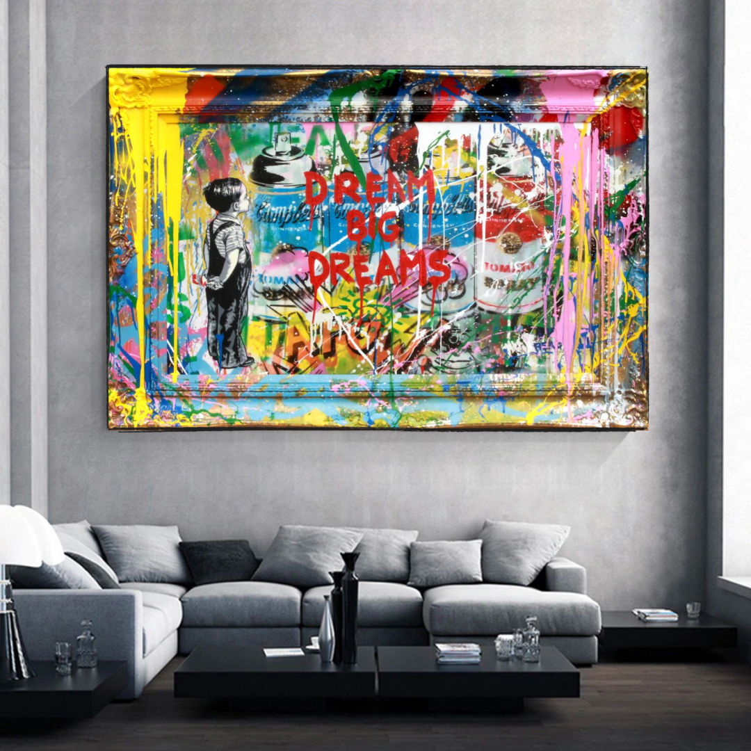 Dream Big Dreams Banksy Art Print - Inspirational Graffiti Wall Decor for Home & Office - Perfect Gift for Art Lovers & Urban Style Enthusiasts