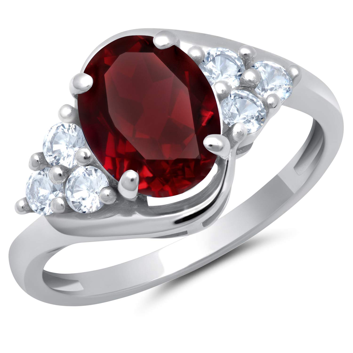 10K White or Yellow Gold Oval Sunburst Halo Ring for Women - Created White Sapphire & Birthstone Anniversary Jewelry, Size 5-9 | Elegant Gift for Mother's Day, Valentine's, Wedding & Special Occasions