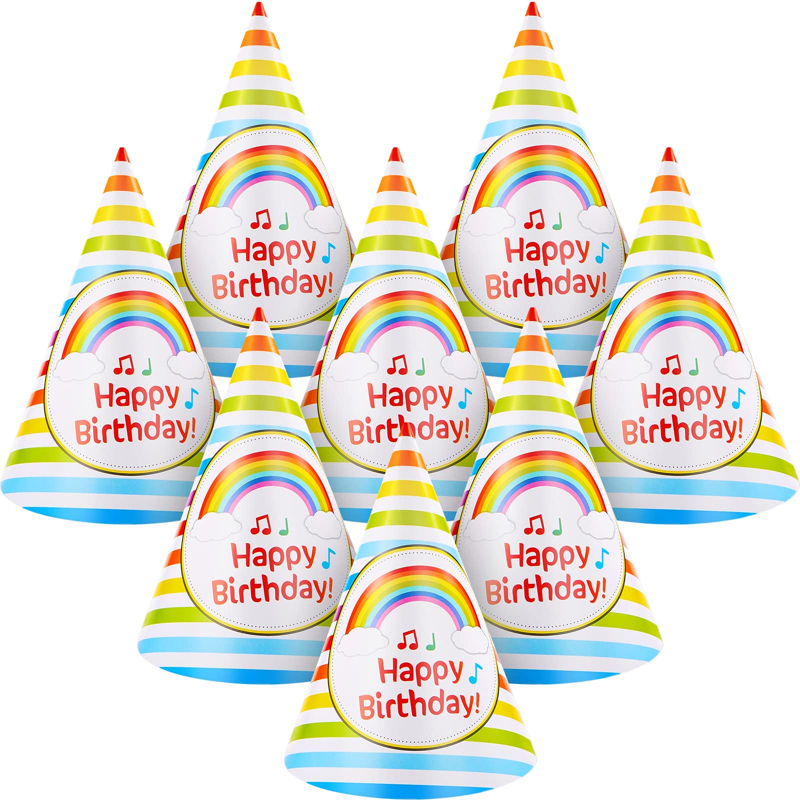 20-Piece Rainbow Party Hat Set - Colorful Cone Hats for Kids & Adults Birthday Celebrations - Perfect for Birthday Parties, Festivals, and Themed Events