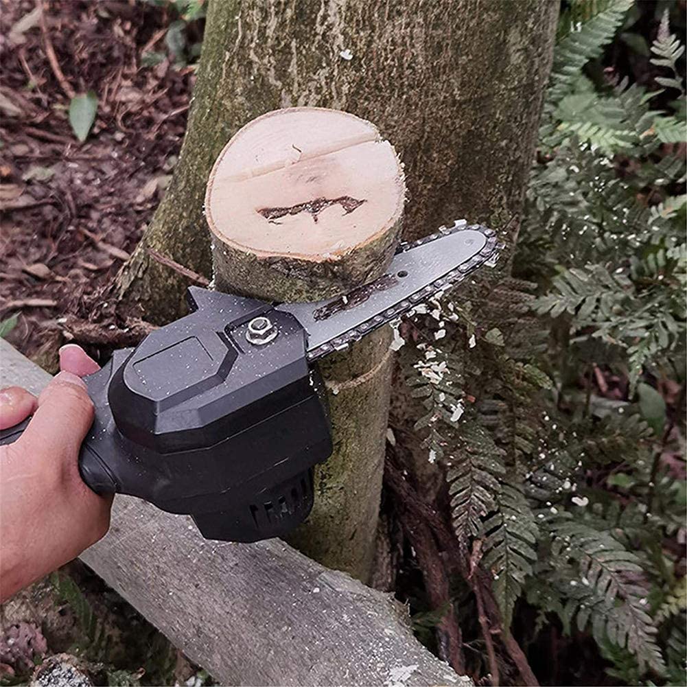 4 Inch Mini Electric Chainsaw - 24V Rechargeable Battery Powered Cordless Chainsaw for Pruning, Wood Cutting & DIY Projects | Perfect for Garden Trimming, Camping & Home Improvement