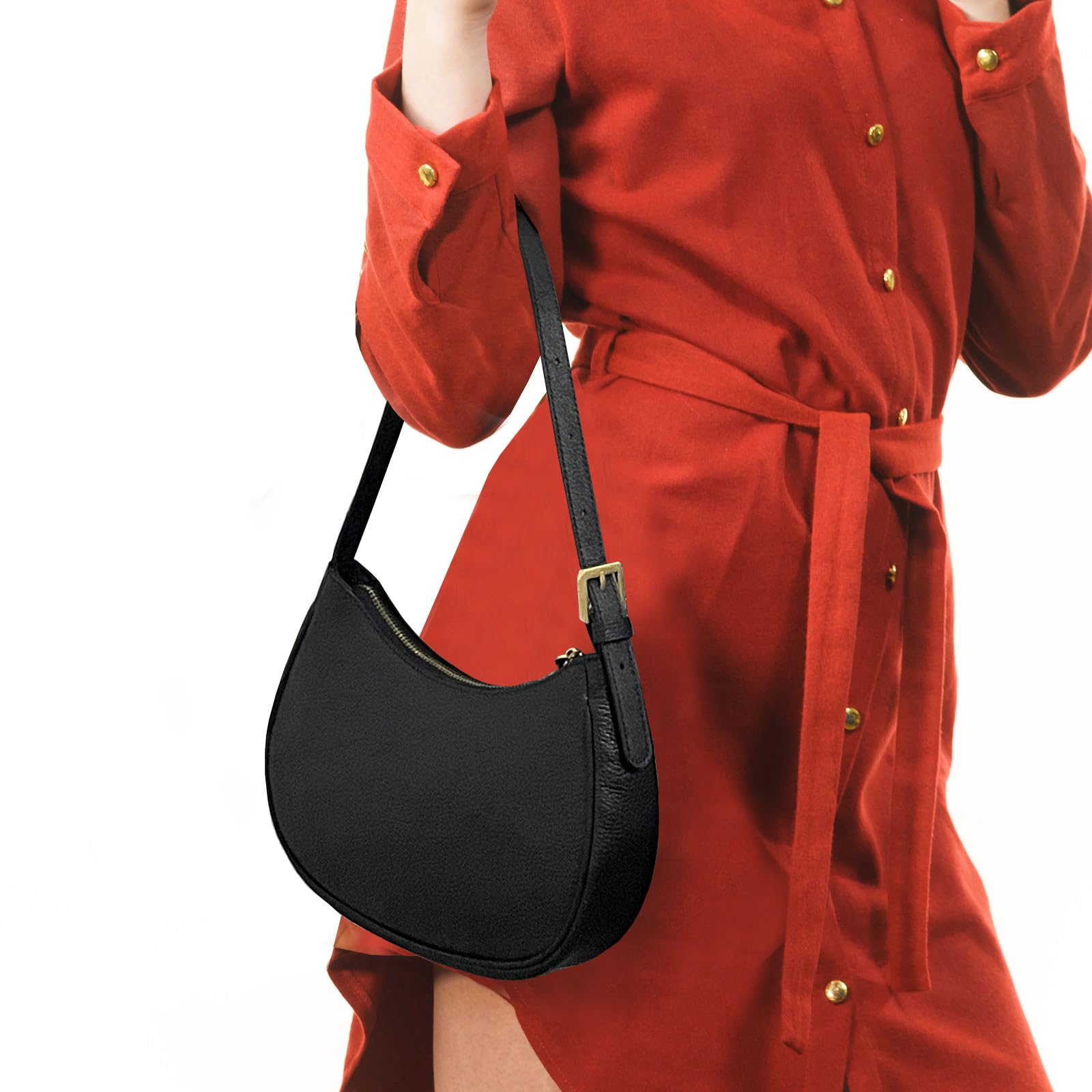 Genuine Leather Shoulder Bag for Women - Mini Clutch Purse, Tote & Crossbody Handbag with Zipper Closure | Perfect for Work, Travel & Evening Events