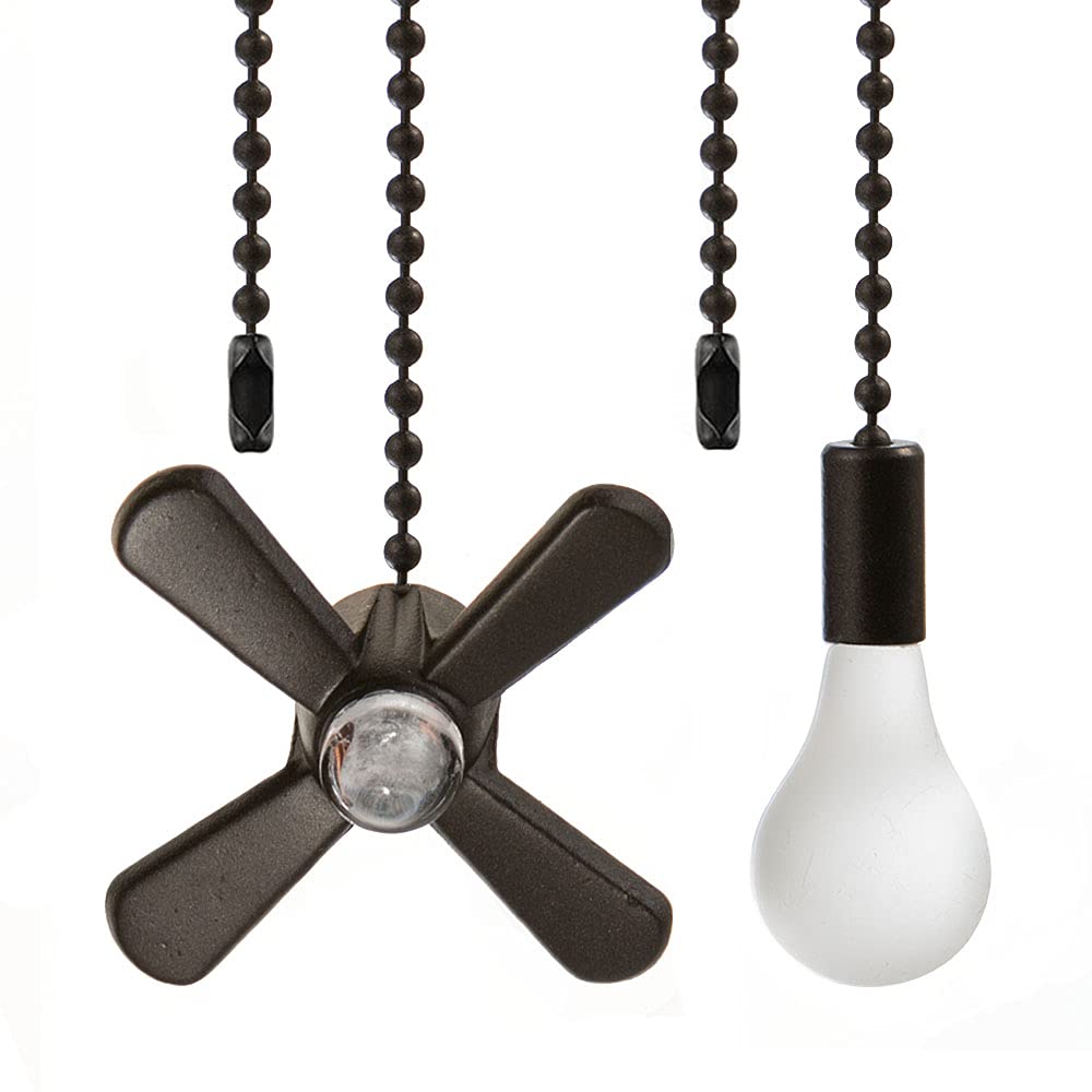Decorative Ceiling Fan Pull Chain with Beaded Ball - 2 Pack 3mm Diameter 13.6 Inch Fan Light Pulls Set with Connector for Ceiling Fans & Lamps | Vintage Home Decor Accessory for Living Room, Bedroom & Porch