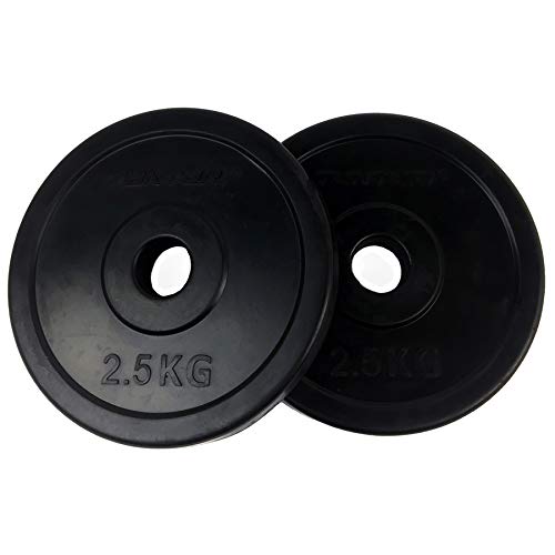 Tunturi Unisex Adult Rubber Weight Plate 20.0kg (44 lbs) - Single Black Gym Plate for Strength Training & Home Workouts
