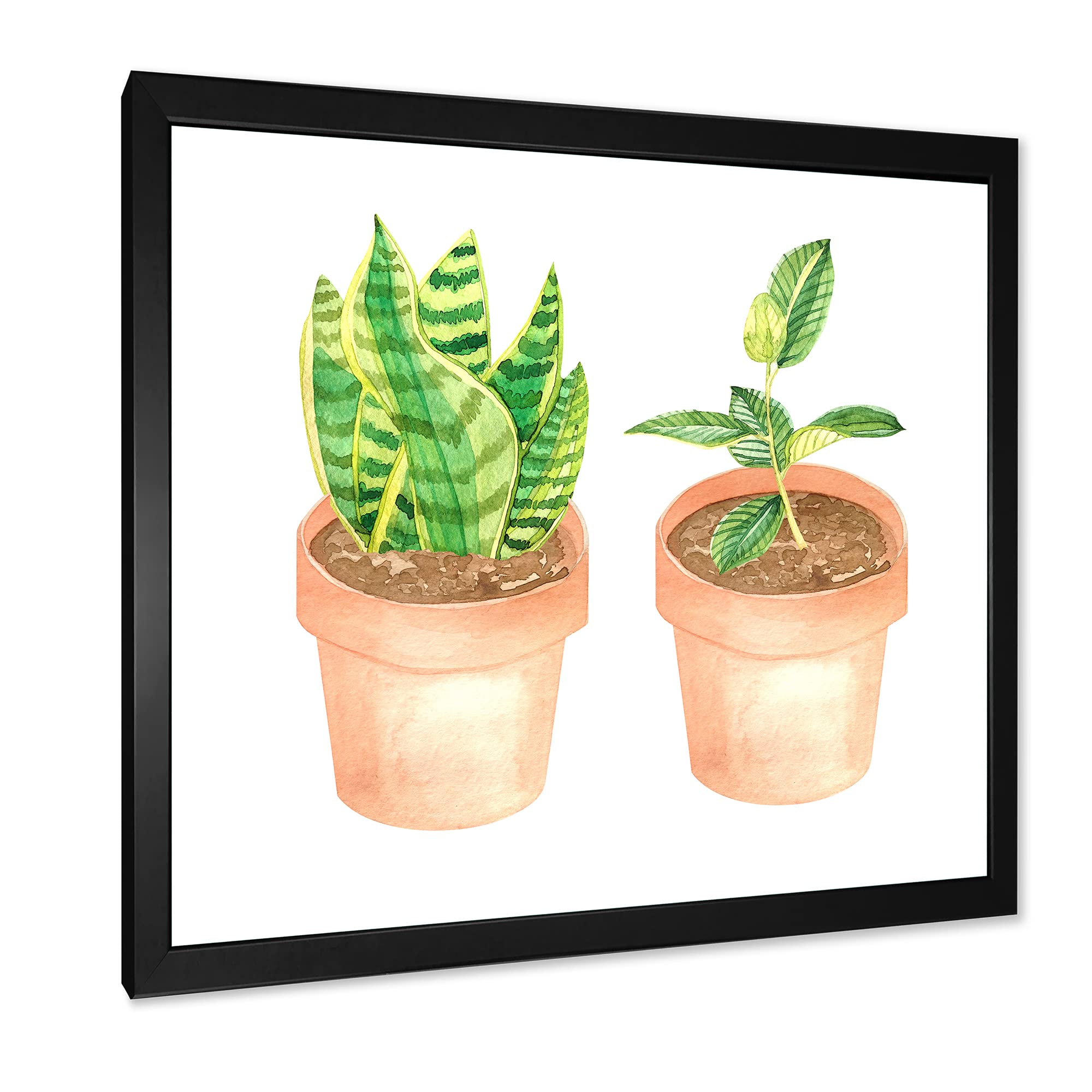 DesignQ Sansevieria & Ficus Indoor Plants - Traditional Framed Wall Art for Home Decor | Perfect for Living Room, Bedroom & Office Spaces