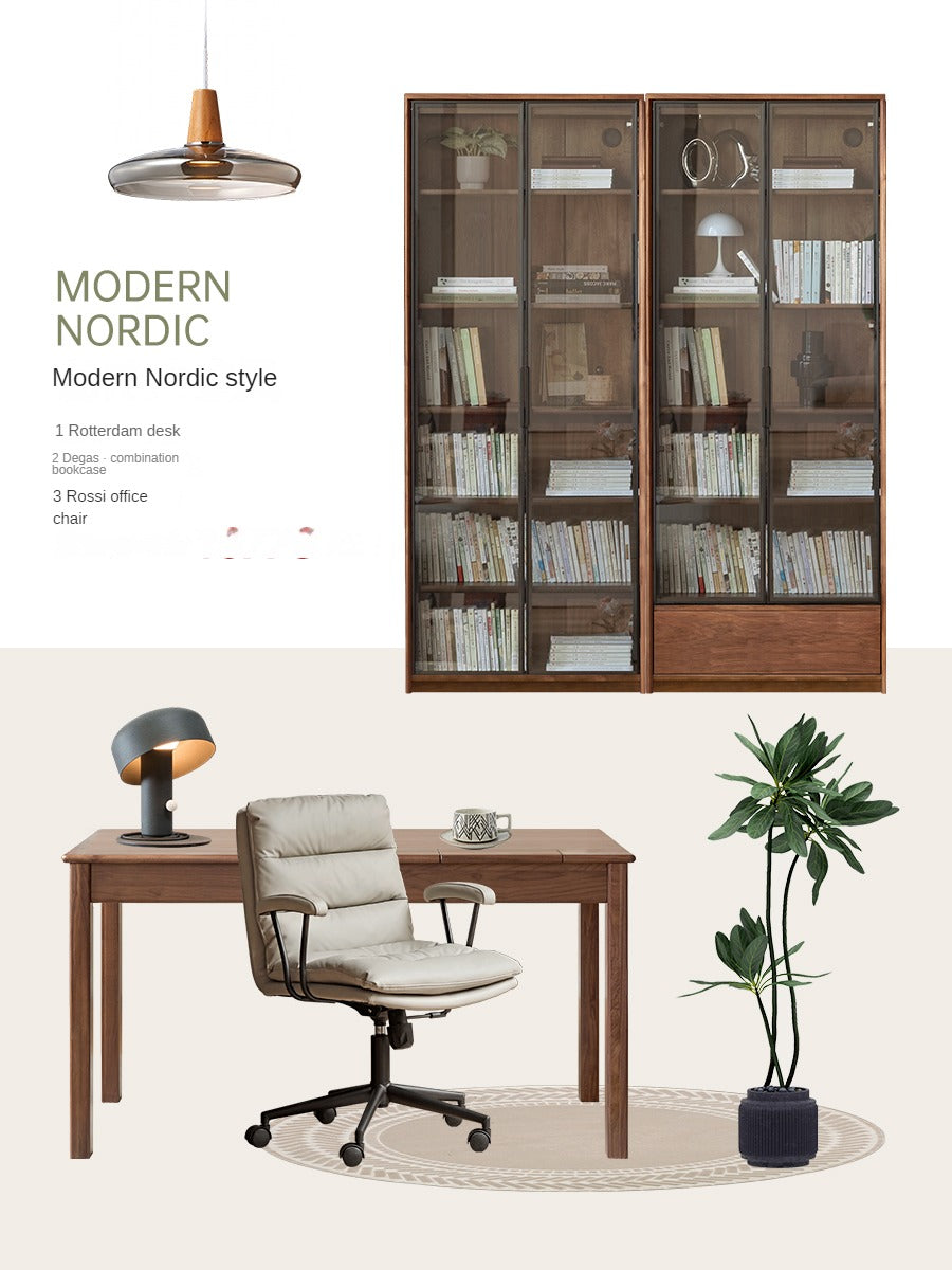 Premium Solid Wood Office Desk - Black Walnut, Oak & Ash Options | Modern Home Office & Executive Workspace Furniture