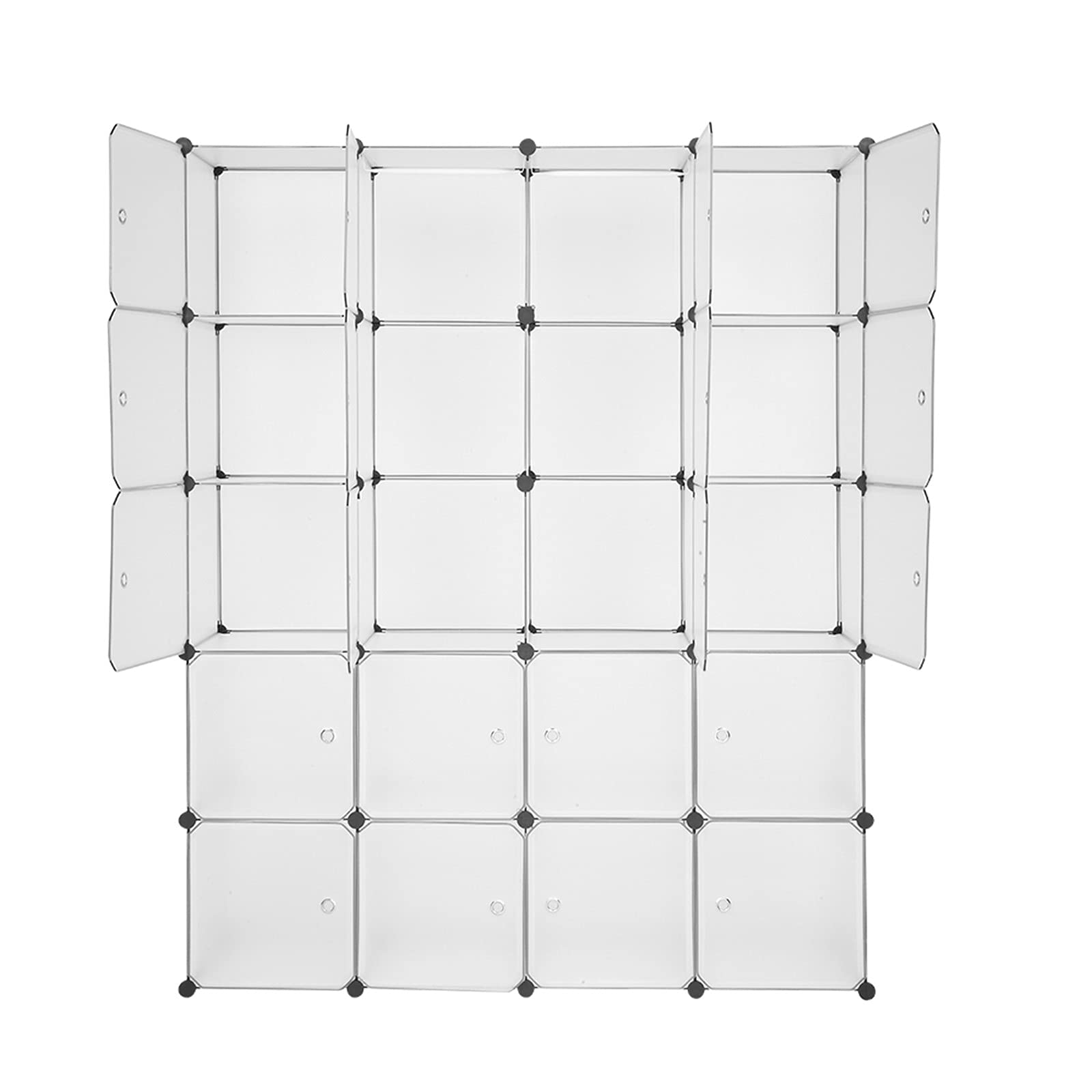 20-Cube Plastic Storage Organizer with Translucent Design - Modular Shelving Unit for Clothes, Shoes & Toys | DIY Closet System, Bookcase & Cabinet Organizer for Bedroom, Nursery & Playroom