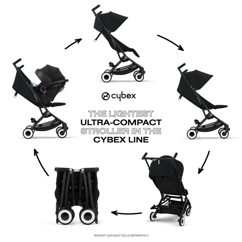Cybex Libelle 2 Lightweight Travel Stroller - Compact Foldable Baby Stroller for Airplane Carry-On, One-Hand Recline & CYBEX Car Seat Compatible (Magic Black) - Perfect for Air Travel, City Walks & Everyday Use